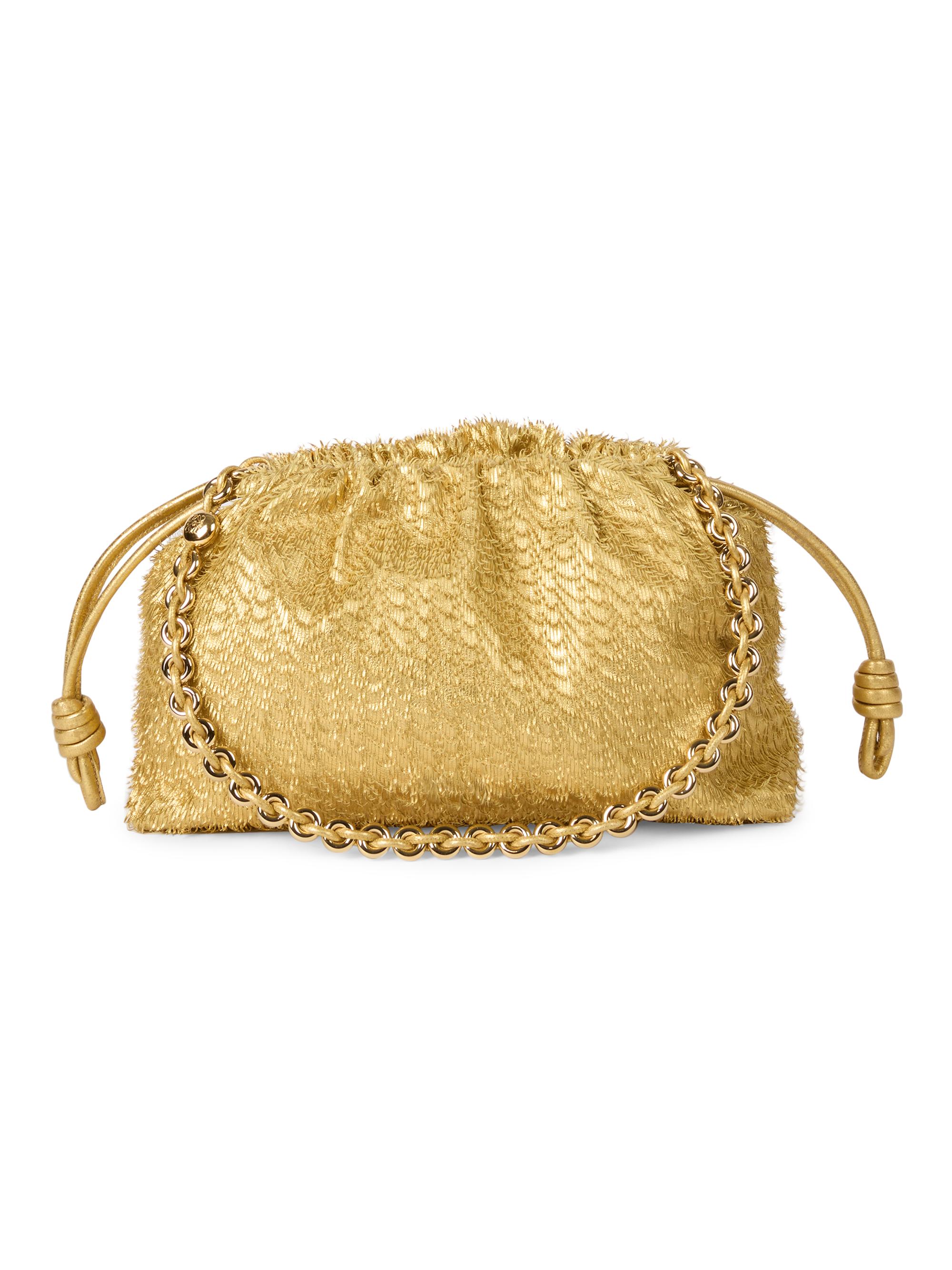 LOEWE Women's Flamenco Metallic Fringed Leather Shoulder Bag - Gold