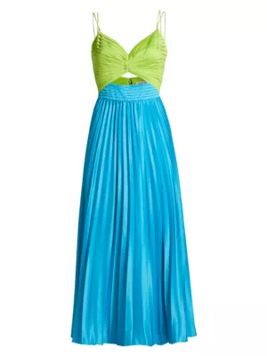 Shop Amur Silas Pleated Colorblocked Midi-Dress | Saks Fifth Avenue