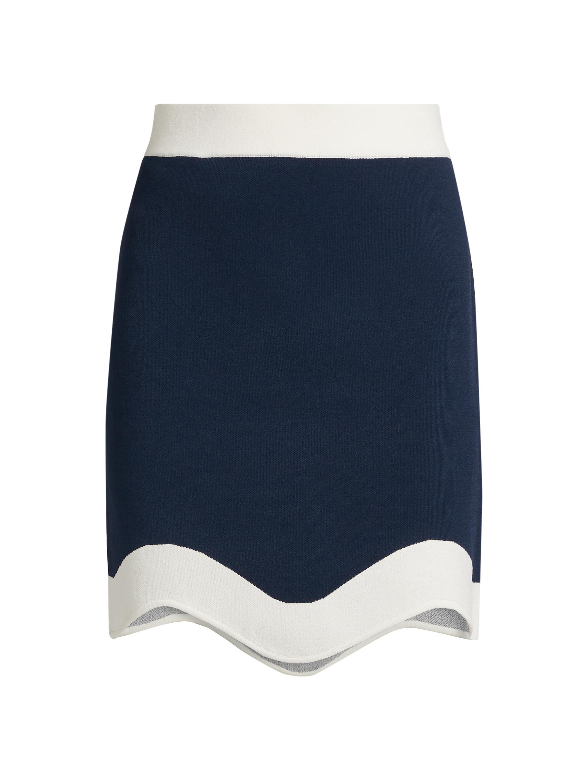 Amur Women's Dean Knit Scallop-Hem Miniskirt -  Navy