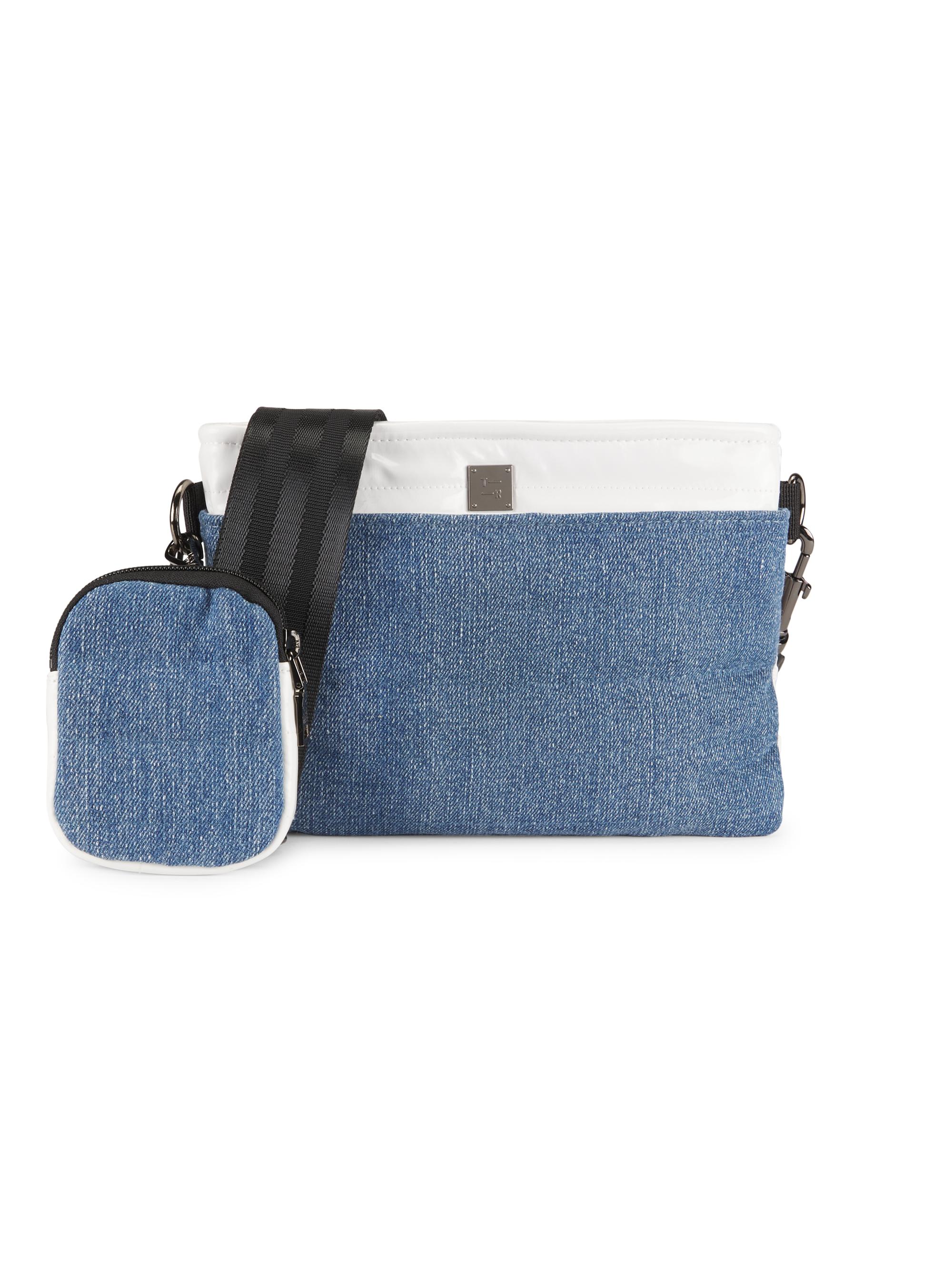 Think Royln Women's Downtown Two-Toned Crossbody Bag - White Patent Denim