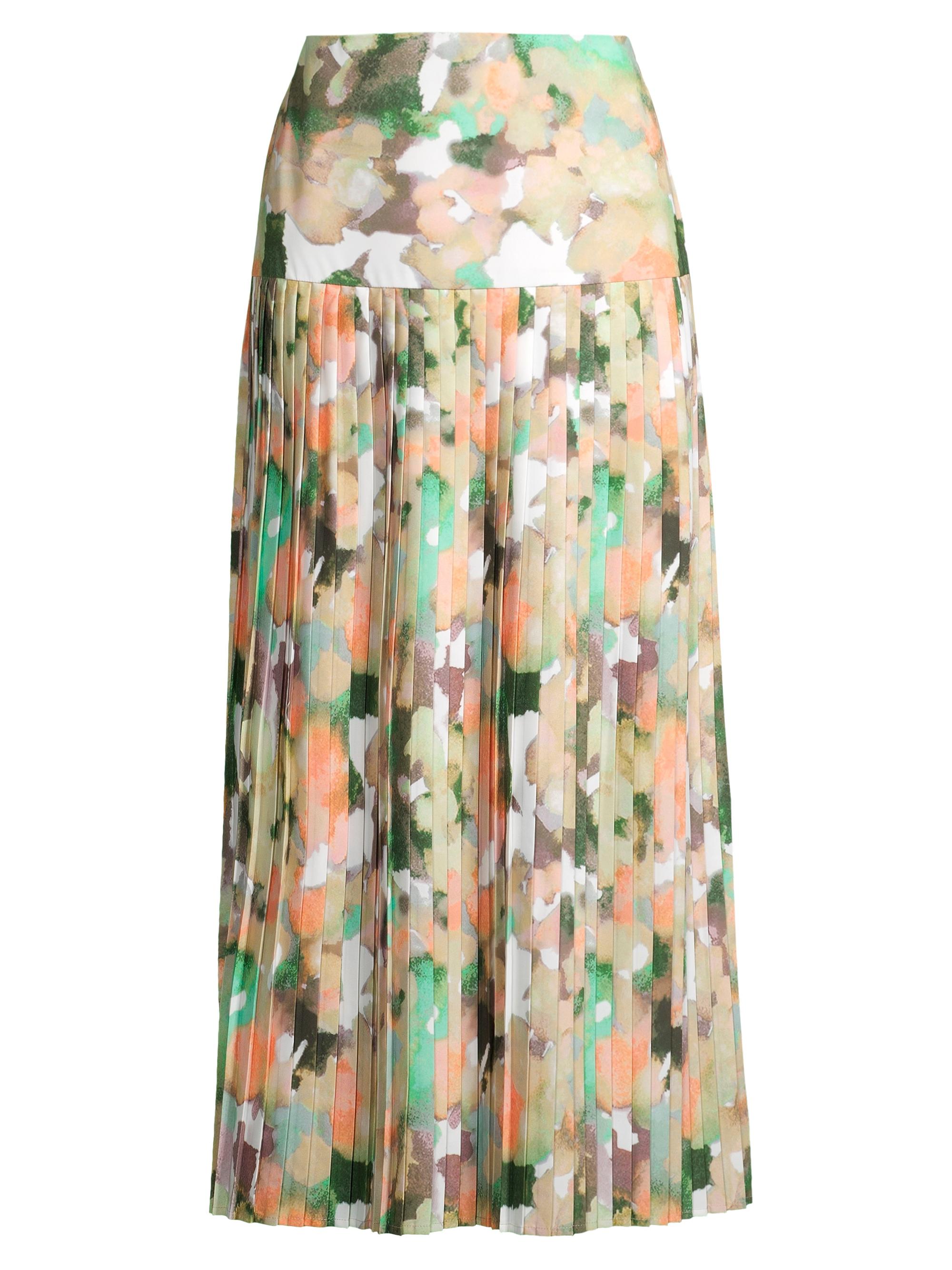 Misook Women's Floral Drop-Waist Midi-Skirt - Verdant Clover Paradise