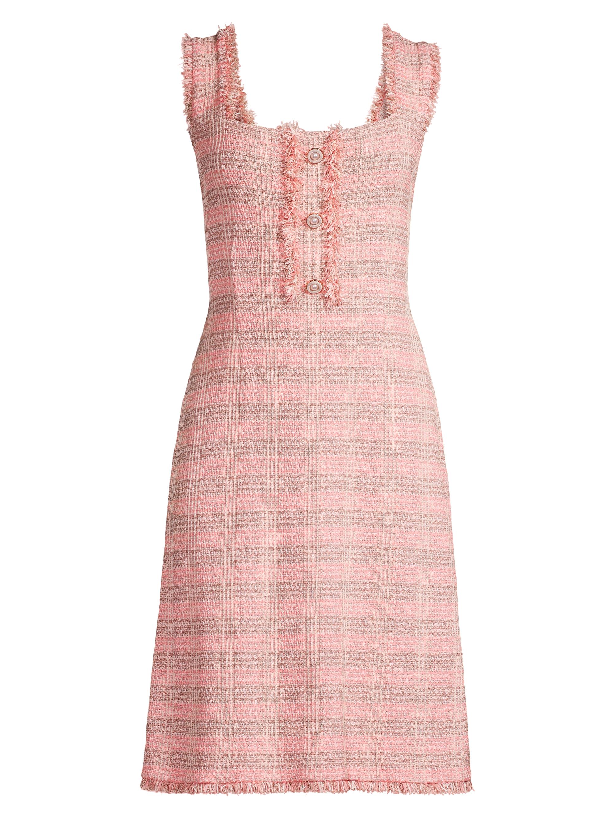 Misook Women's Fringe-Trim Tweed A-Line Minidress - Porcelain Pink Ocean