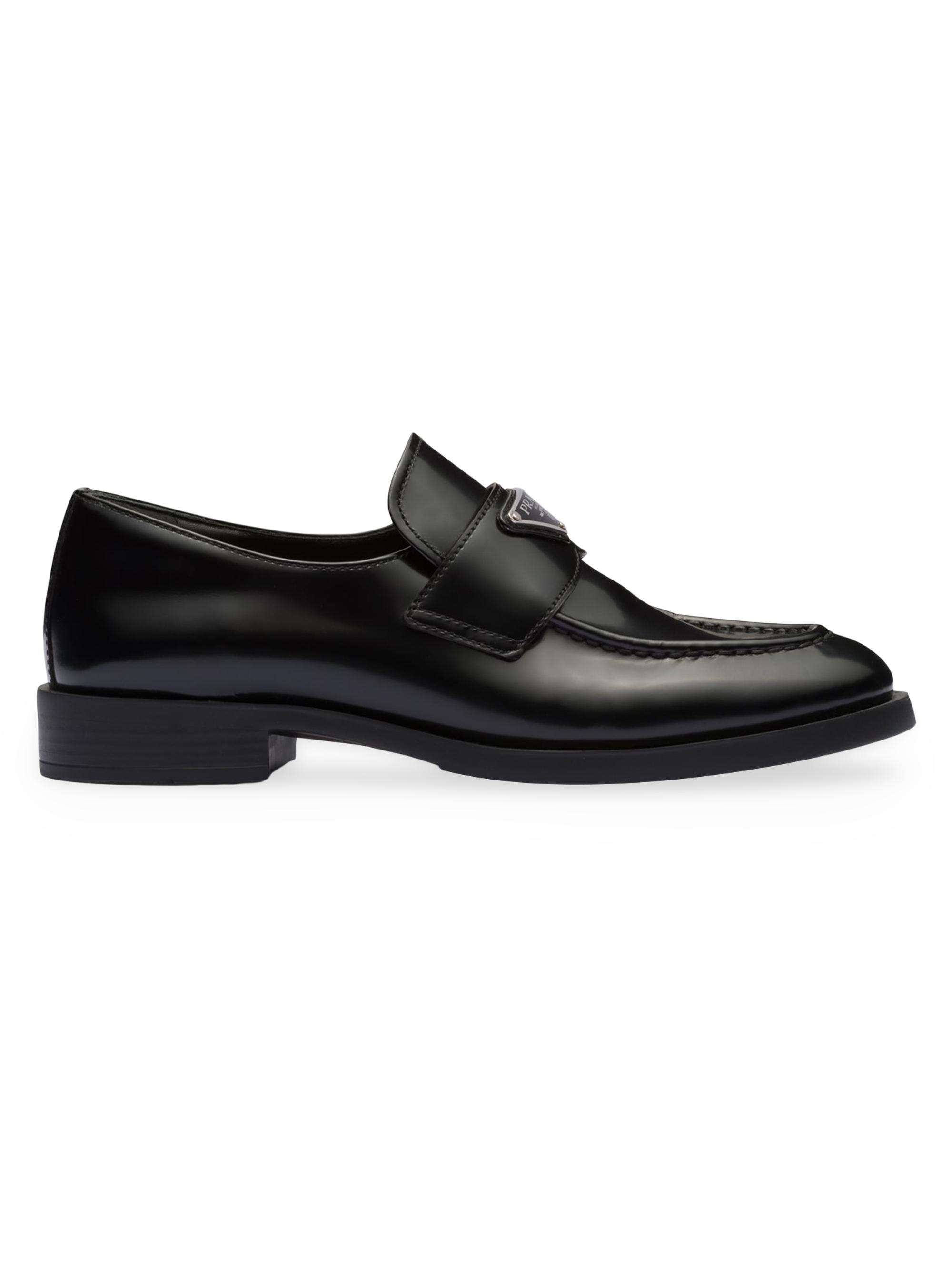 Prada Women's Brushed Leather Loafers - Black