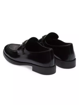 Prada brushed-leather loafers - Black