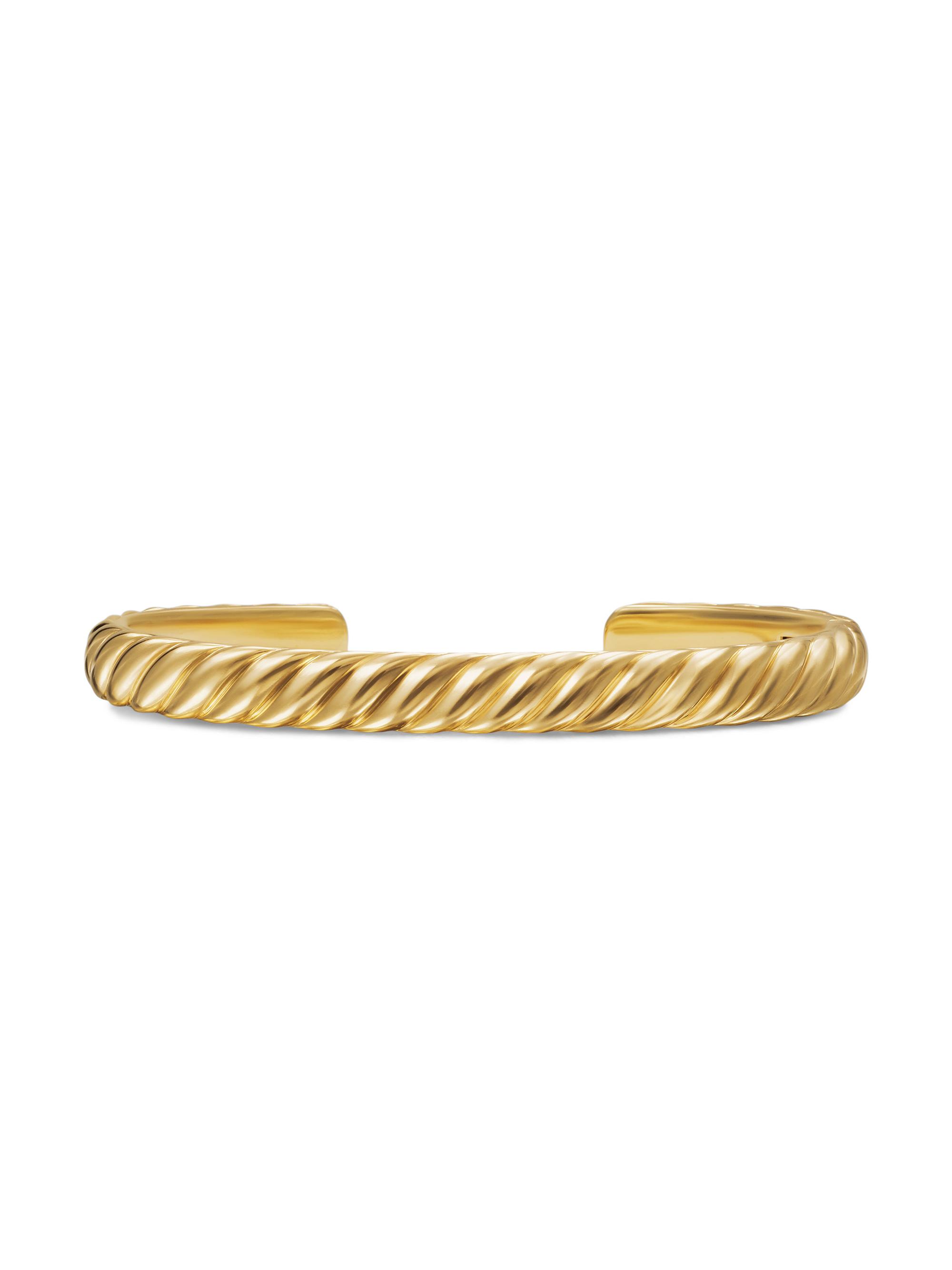 David Yurman Men's Sculpted Cable Cuff Bracelet in 18K Yellow Gold, 7MM - Gold