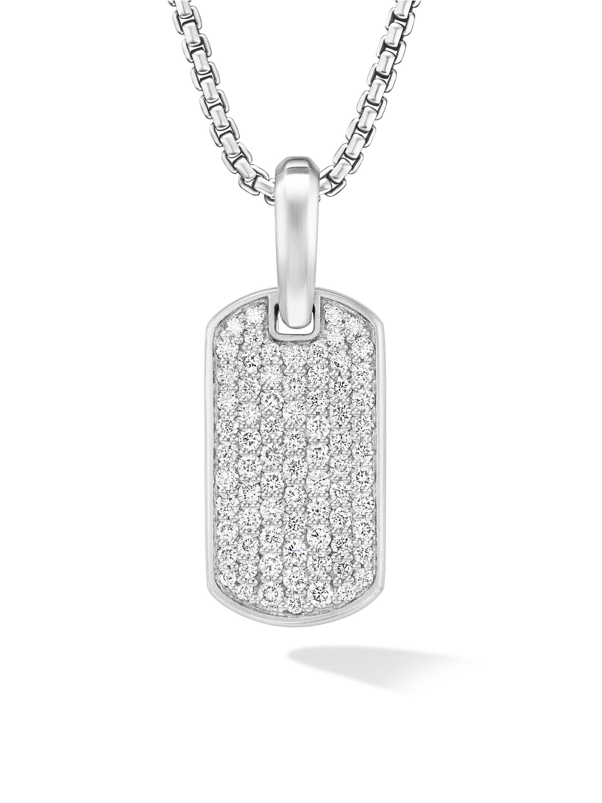 David Yurman Men's Chevron Tag in Sterling Silver - Diamond