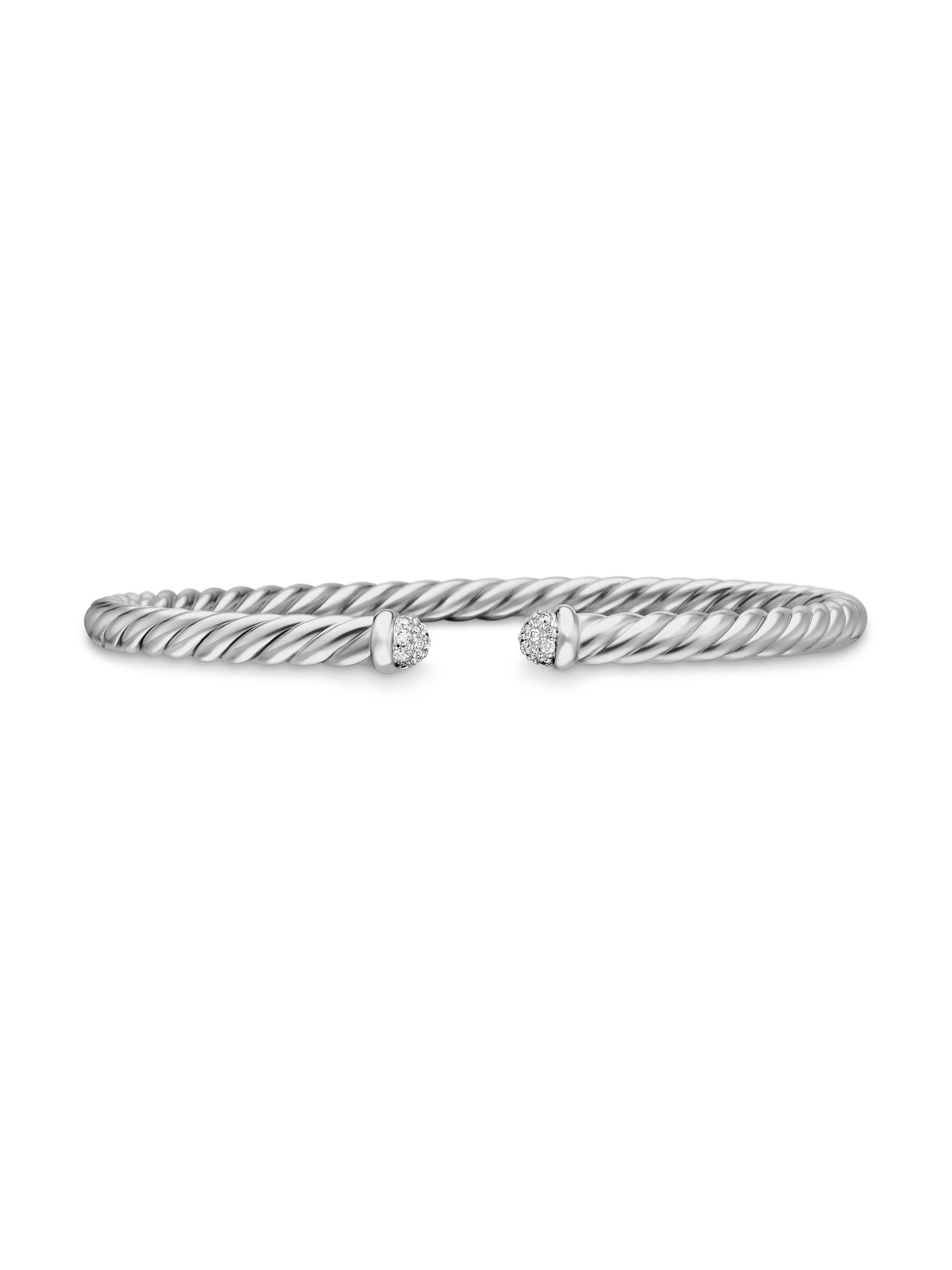 David Yurman Women's Cable Flex Bracelet in 18K White Gold - Diamond