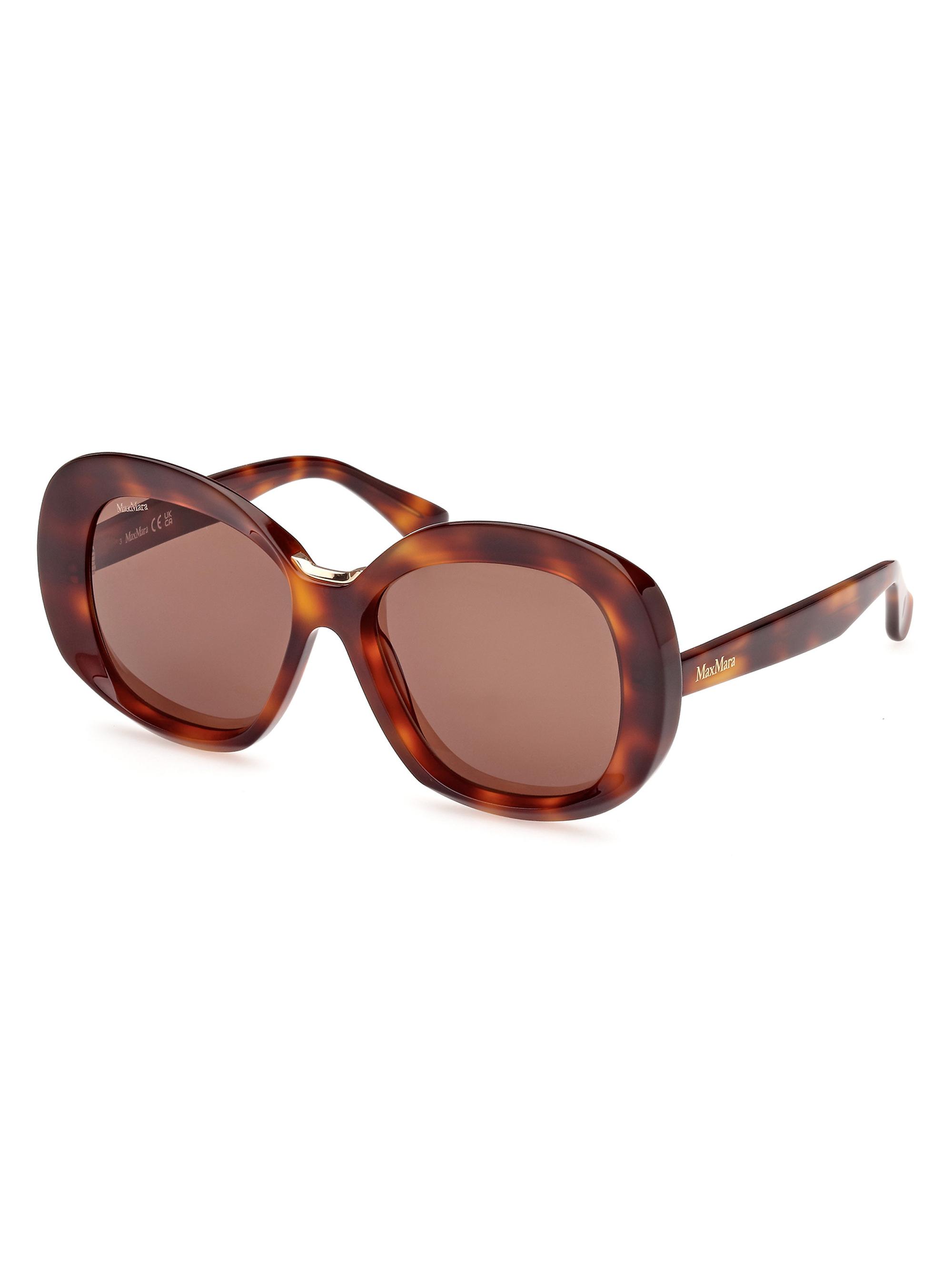 Max Mara Women's 55MM Round Sunglasses - Dark Havana Brown