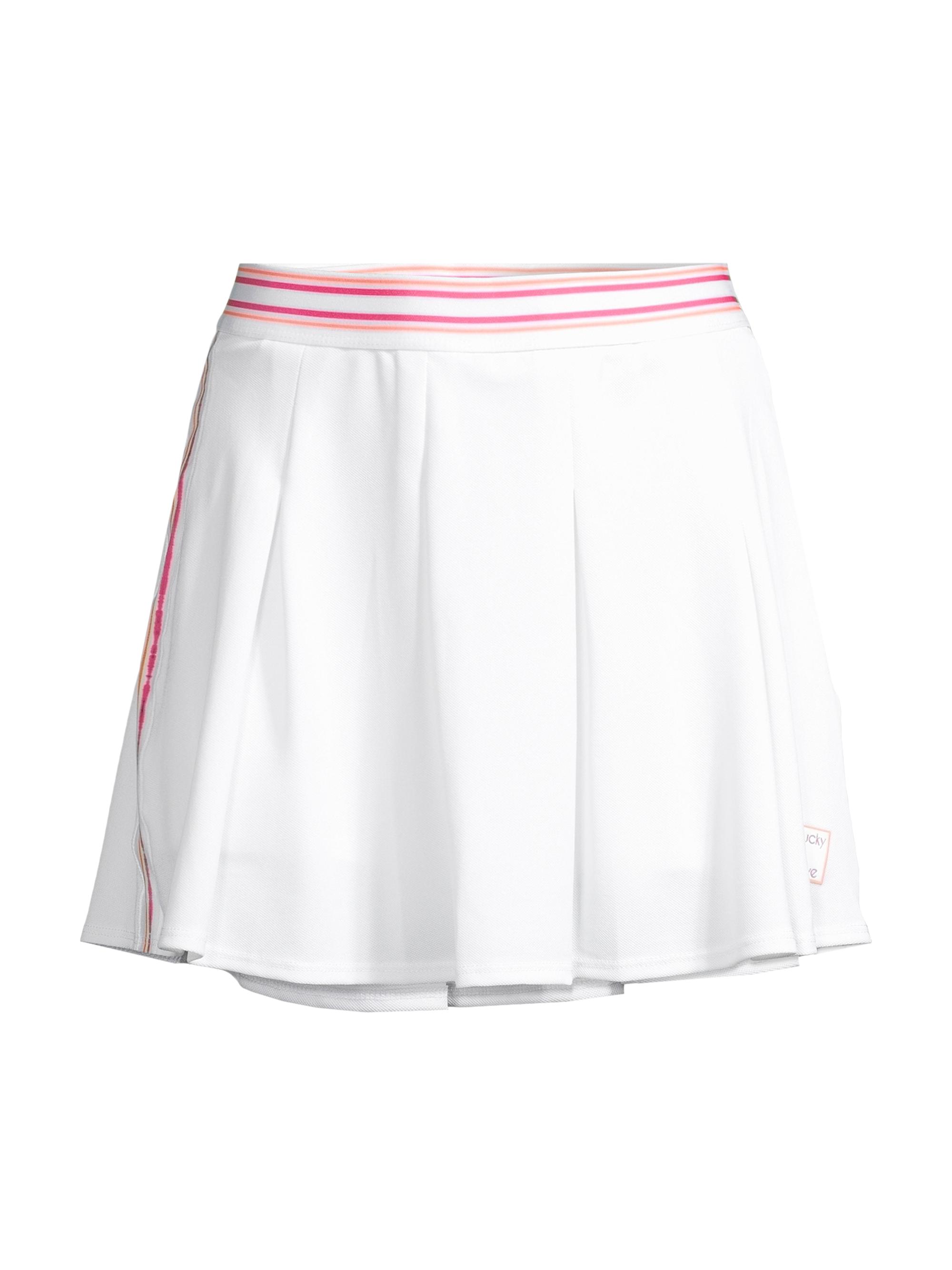 Lucky in Love Women's Shockin'Classics Long Stripe Tennis Skirt - White