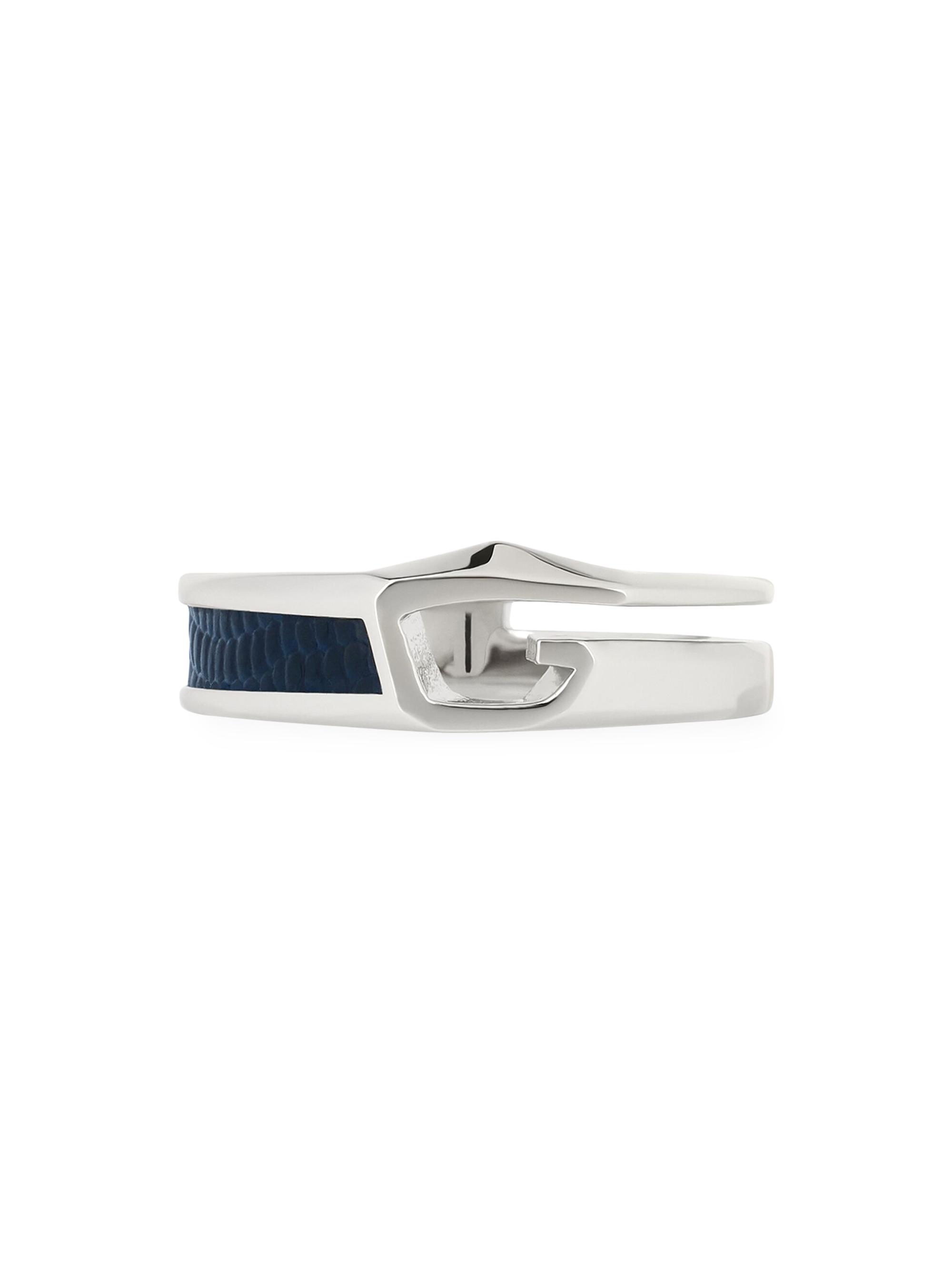 Givenchy Men's Giv Cut Ring in Metal and Leather - Blue Silvery