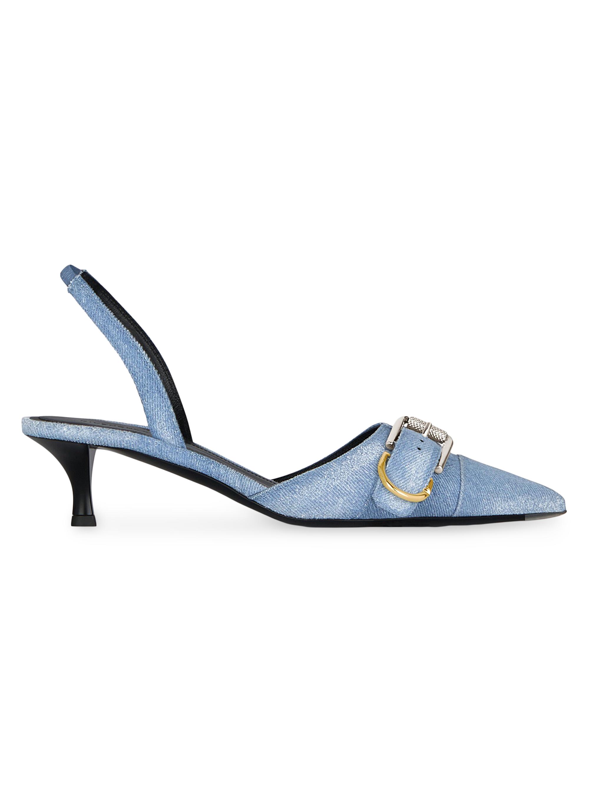 Givenchy Women's Voyou Slingback Pumps in Washed Denim - Medium Blue