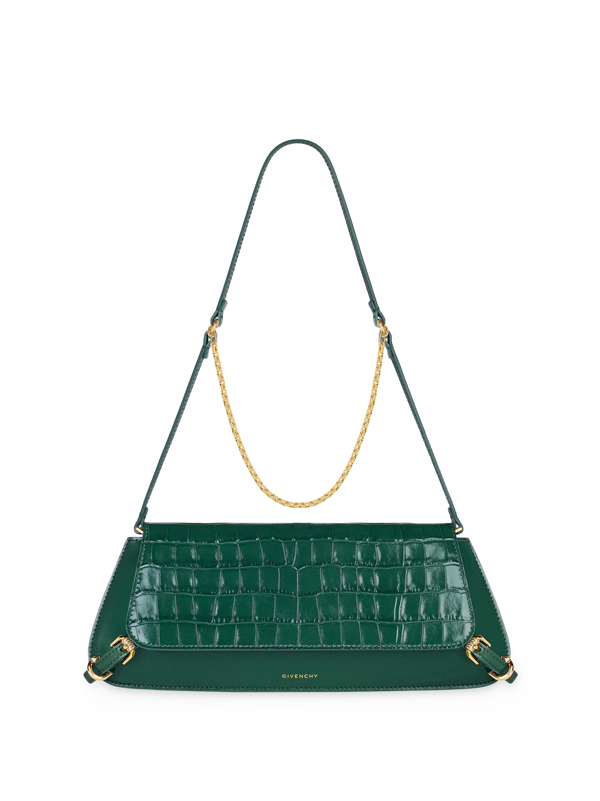 Givenchy Women's Voyou Clutch Bag in Crocodile Effect Leather - Emerald Green