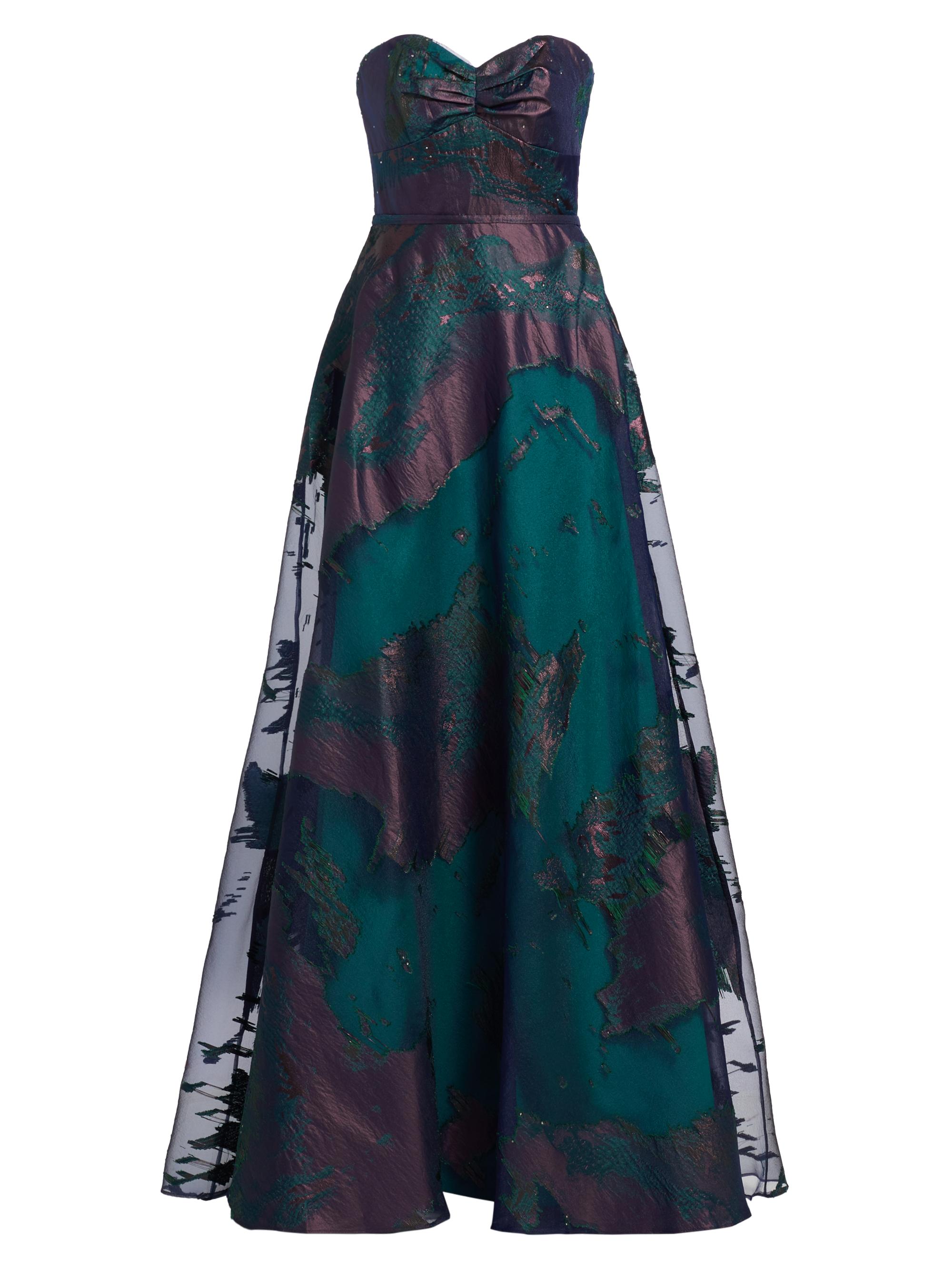 Rene Ruiz Collection Women's Strapless Burnout Fil Coupe Ball Gown - Teal Multi