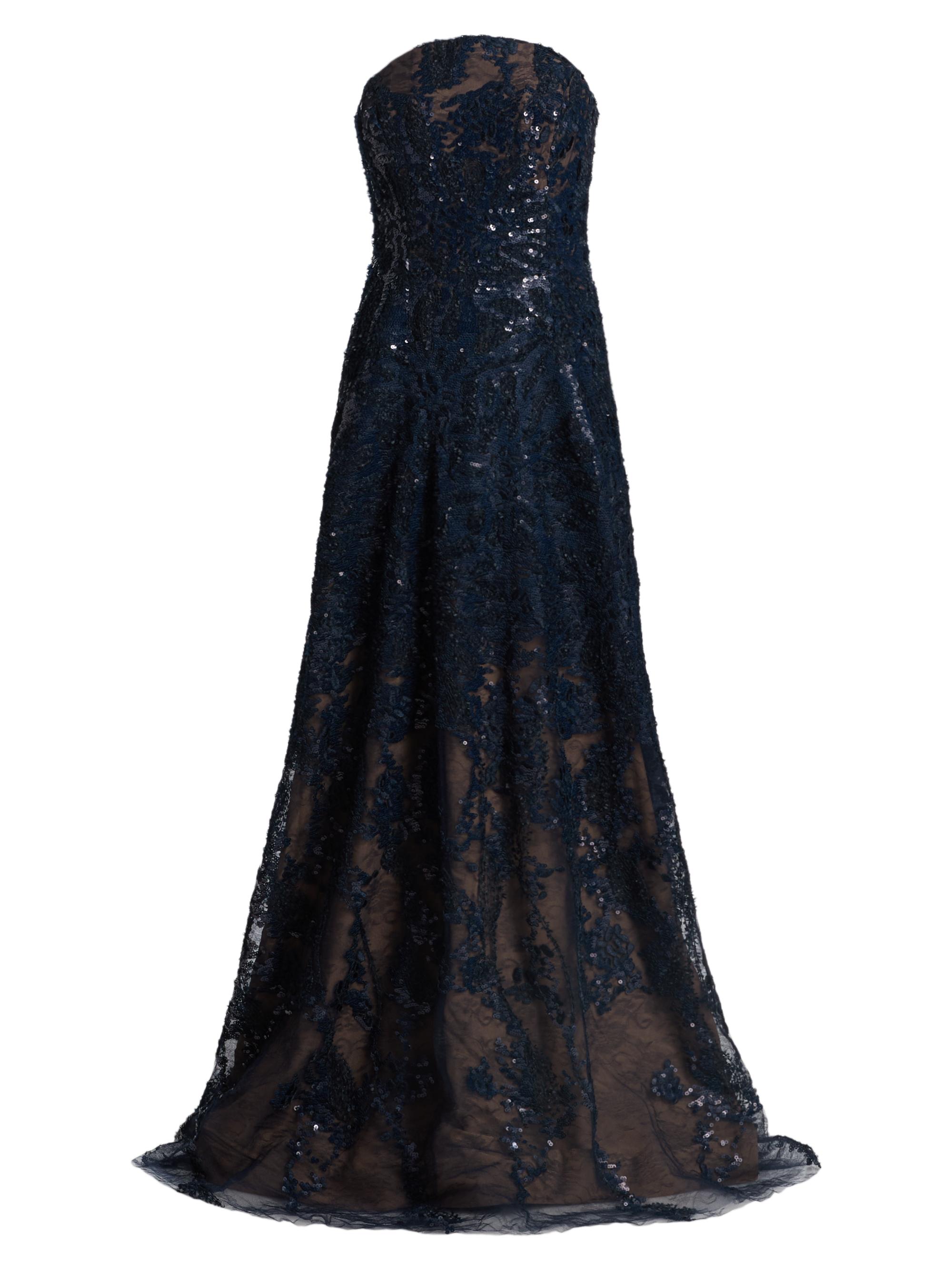 Rene Ruiz Collection Women's Floral Beaded Strapless A-Line Gown - Navy