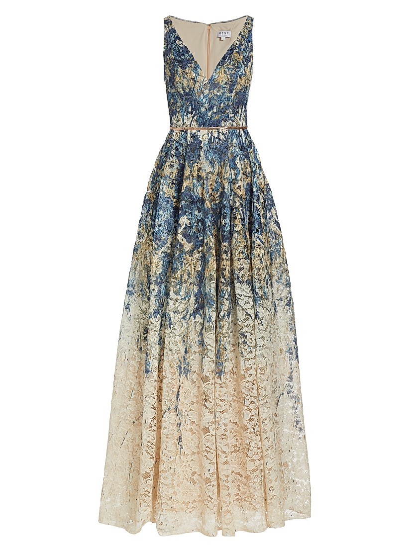 Shop Rene Ruiz Collection Floral Printed Lace A-Line Gown Shop Rene Ruiz Collection Floral Printed Lace A-Line Gown