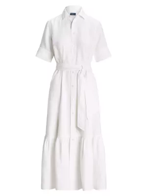 Shop Polo Ralph Lauren Linen Belted Shirtdress | Saks Fifth Avenue