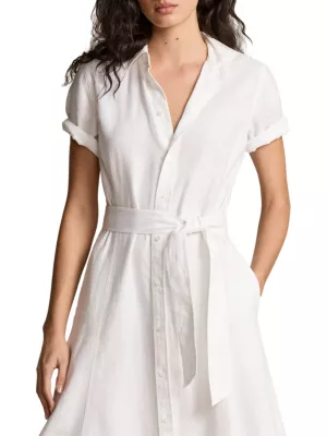 Shop Polo Ralph Lauren Linen Belted Shirtdress | Saks Fifth Avenue