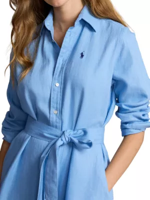 Shop Polo Ralph Lauren Linen Belted Shirtdress | Saks Fifth Avenue