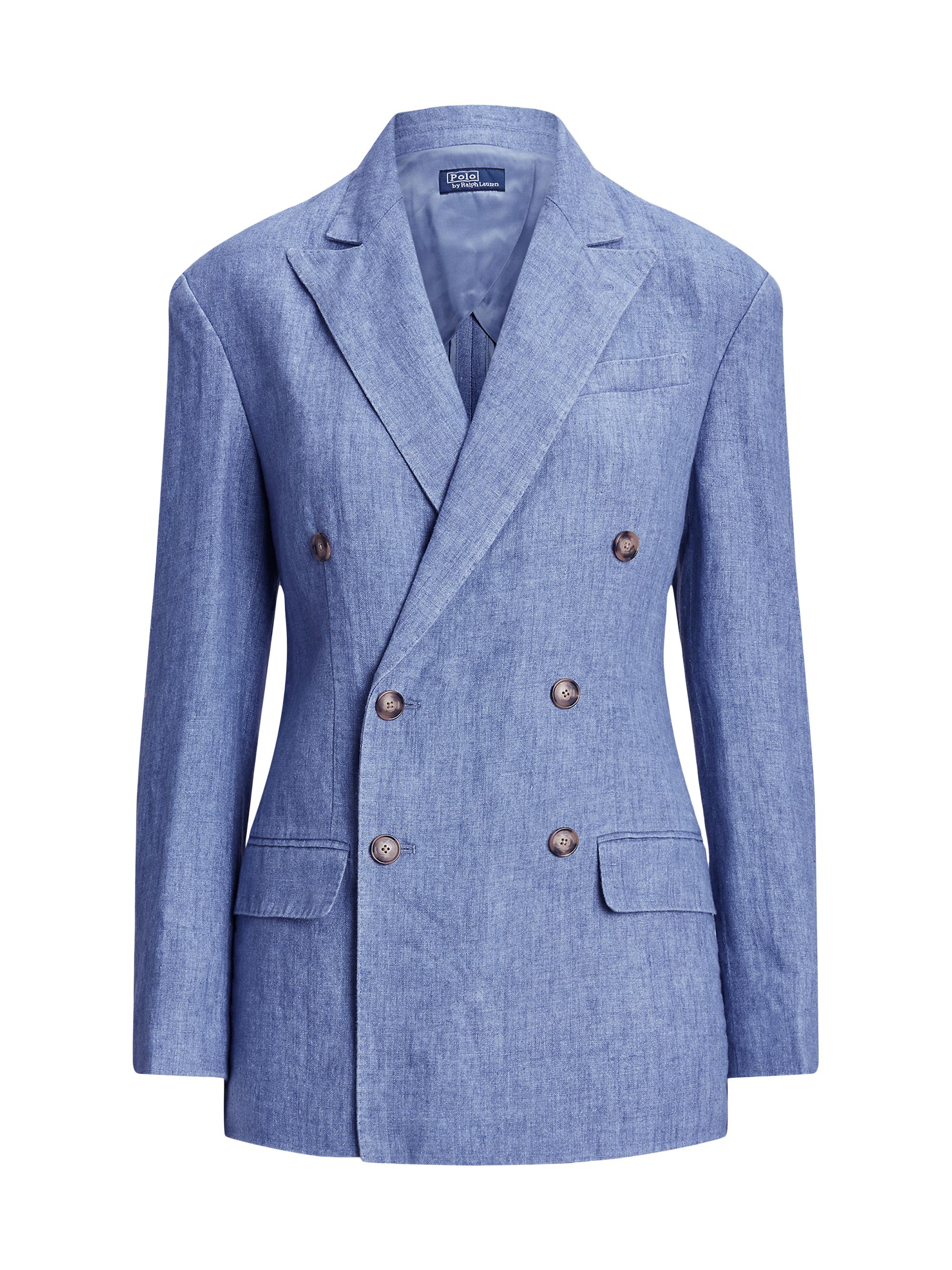 Polo Ralph Lauren Women's Delave Double-Breasted Linen Blazer - Capri Blue