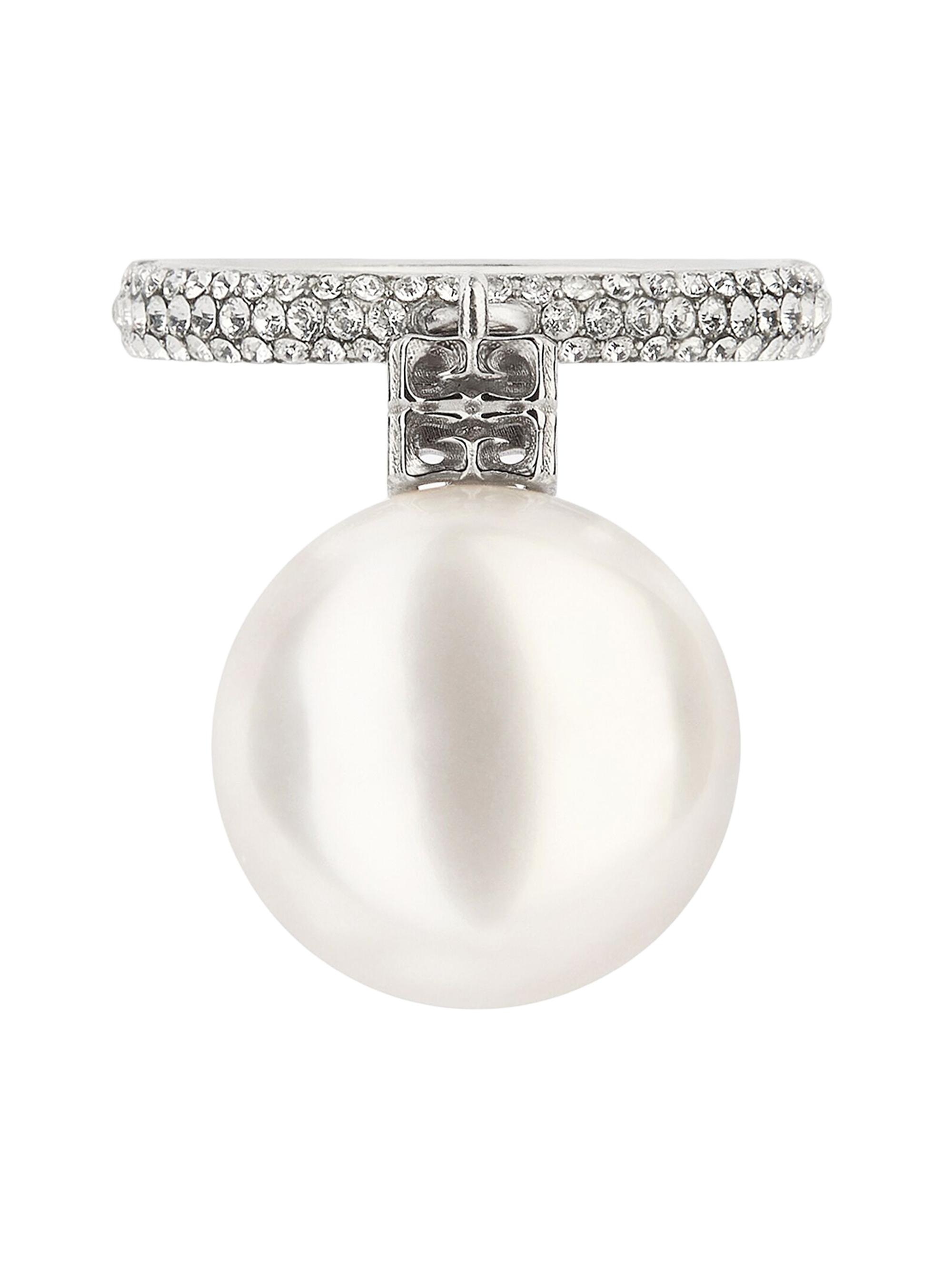 Givenchy Women's Pearl Ring In Metal With Crystals - White Silvery