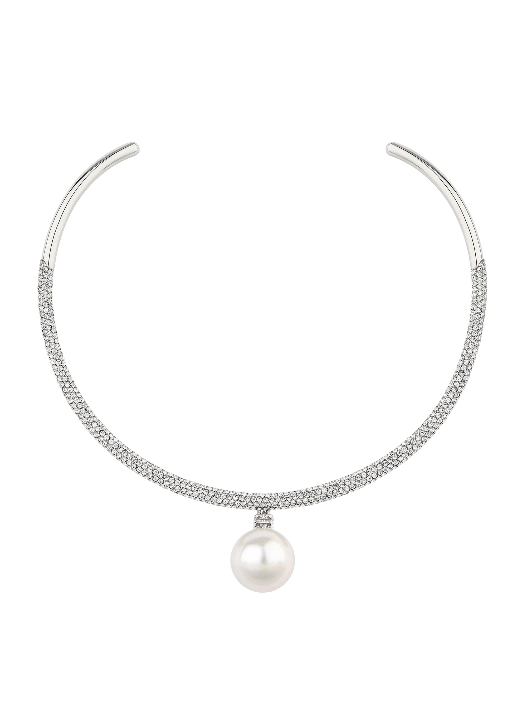 Givenchy Women's Pearl Torque Necklace In Metal With Pearl And Crystals - Silvery