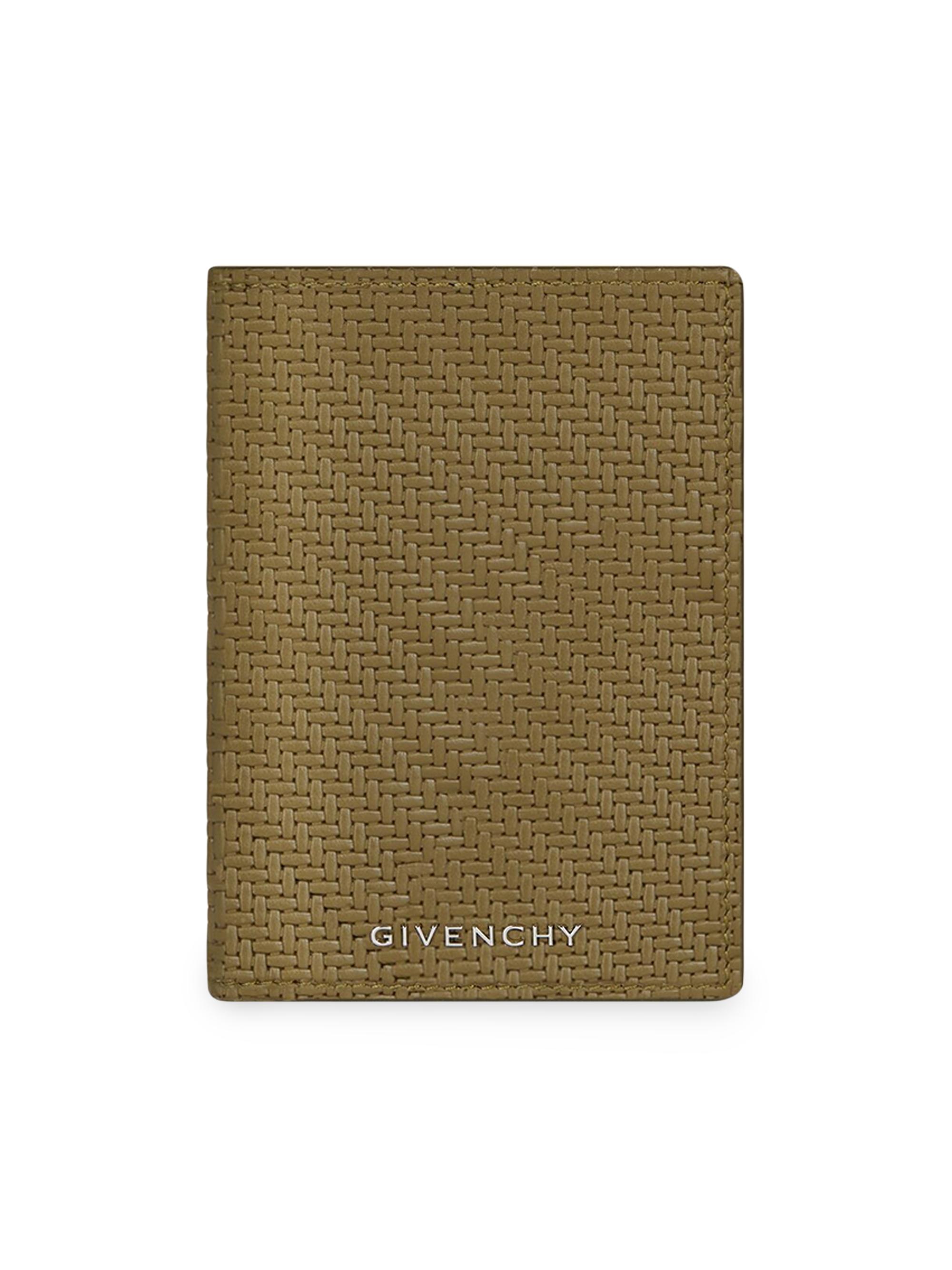 Givenchy Men's Card Holder In Braided Effect Leather - Khaki