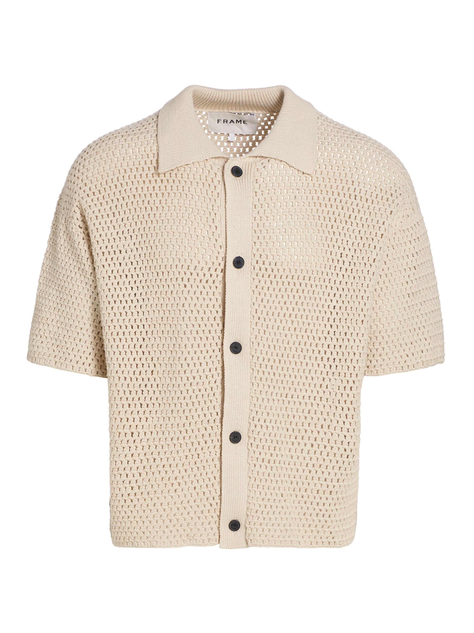 Frame Men's Open Weave Short-Sleeve Cardigan - Ecru