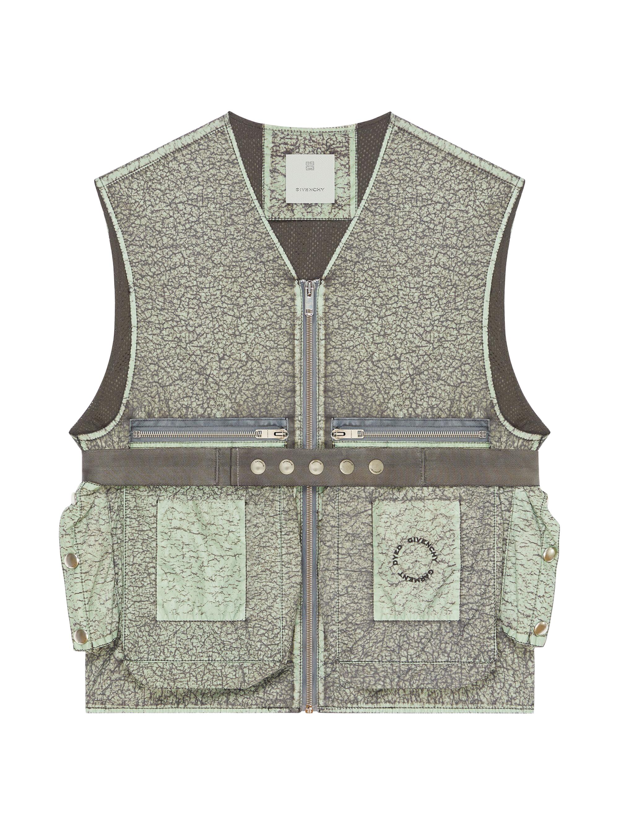 Givenchy Men's Vest with Crackled Effect - Beige Brown