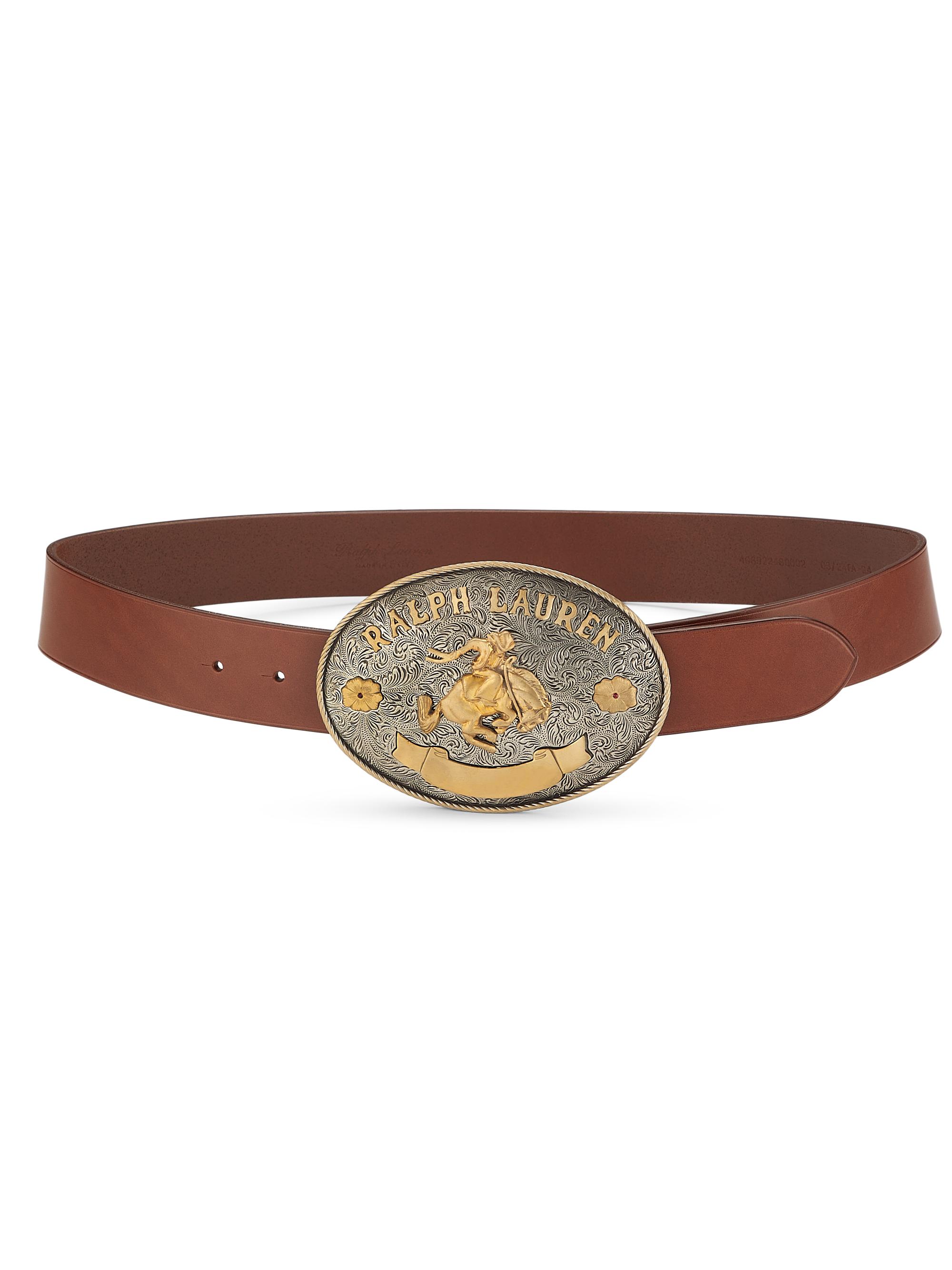 Ralph Lauren Collection Women's Rodeo Wide Leather Belt - Rl Gold