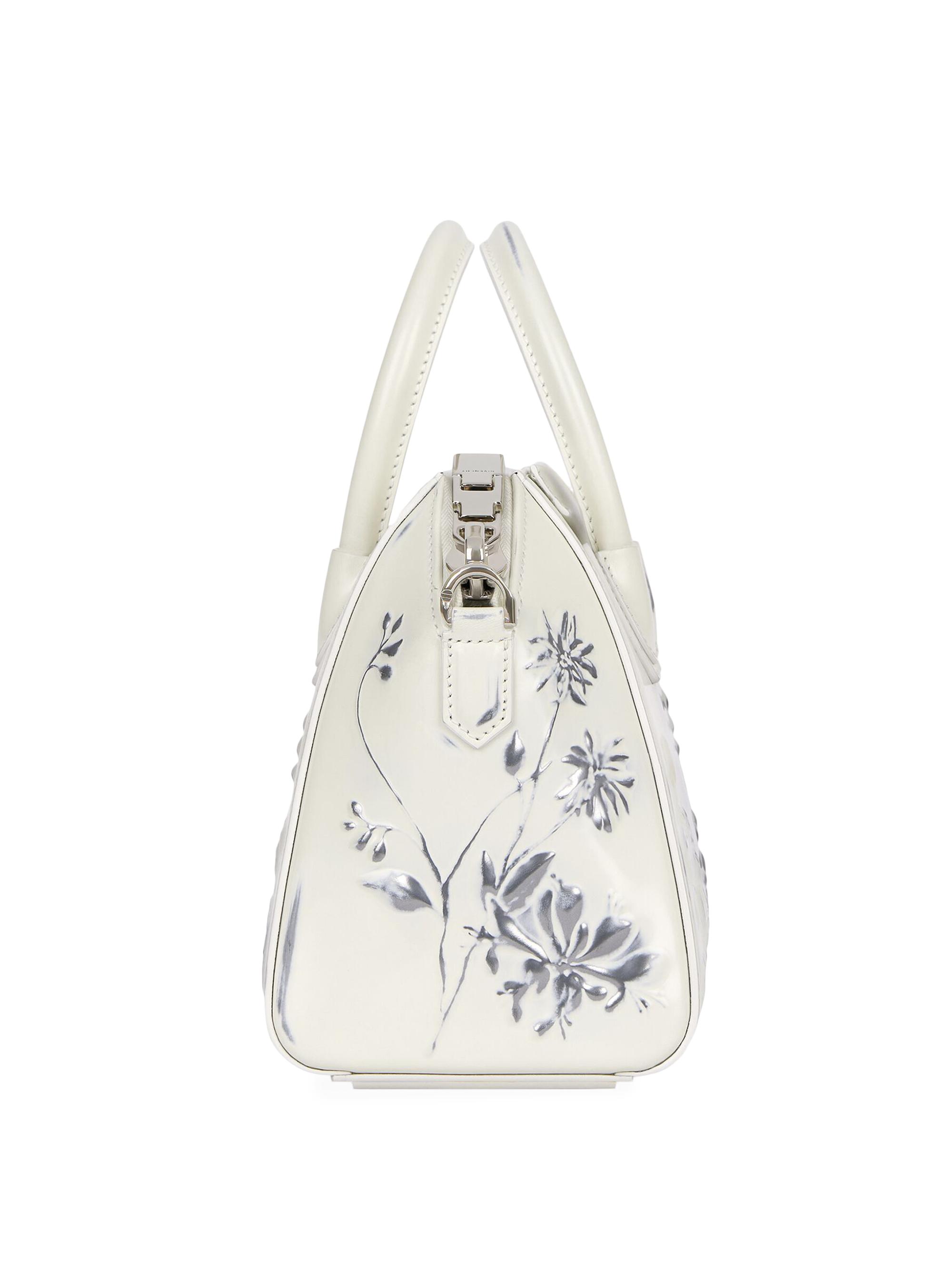 Givenchy Mini Antigona Top Handle Bag in Leather with Floral