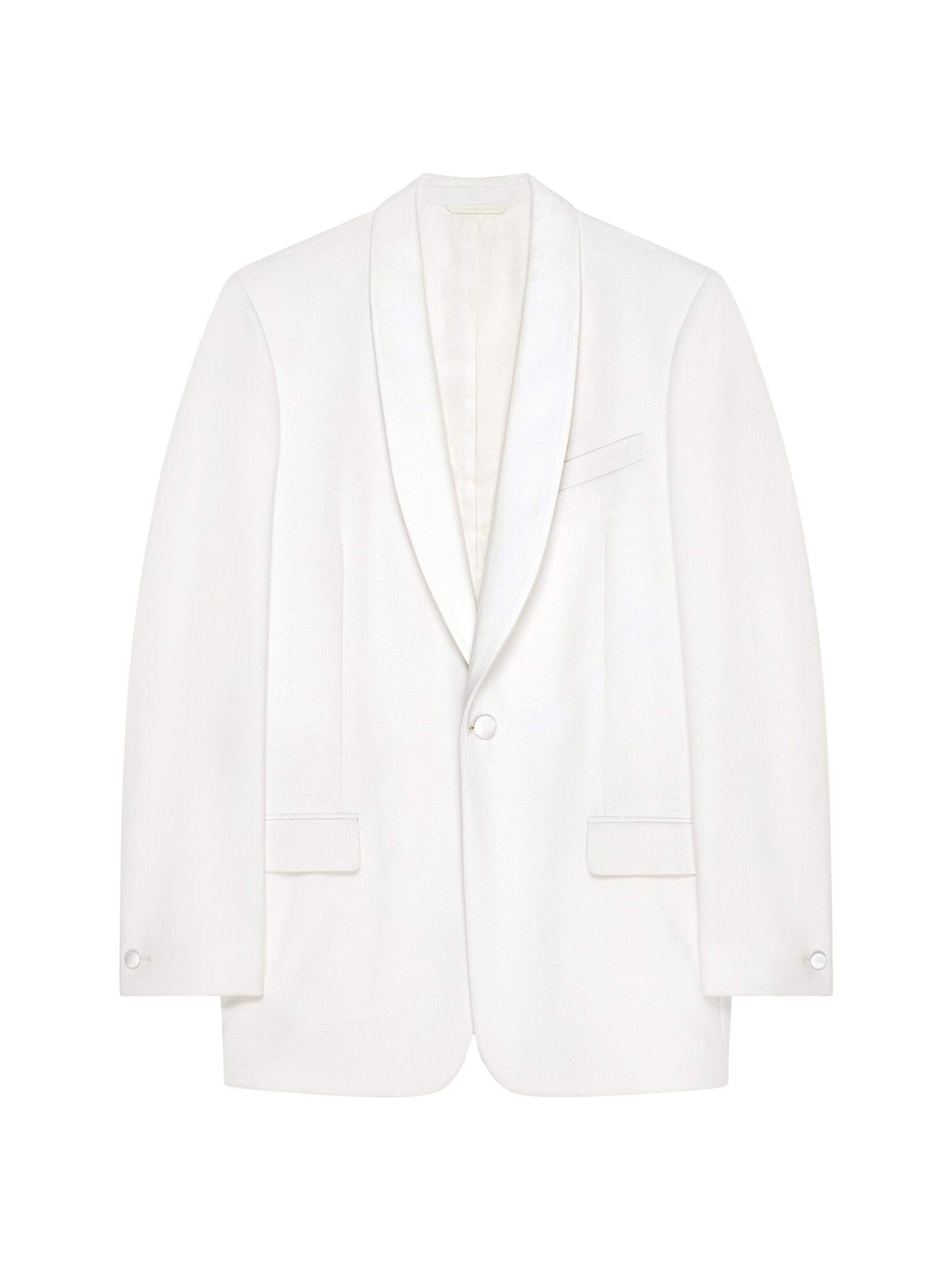 Givenchy Men's Jacket in Wool and Mohair with Satin Details - White