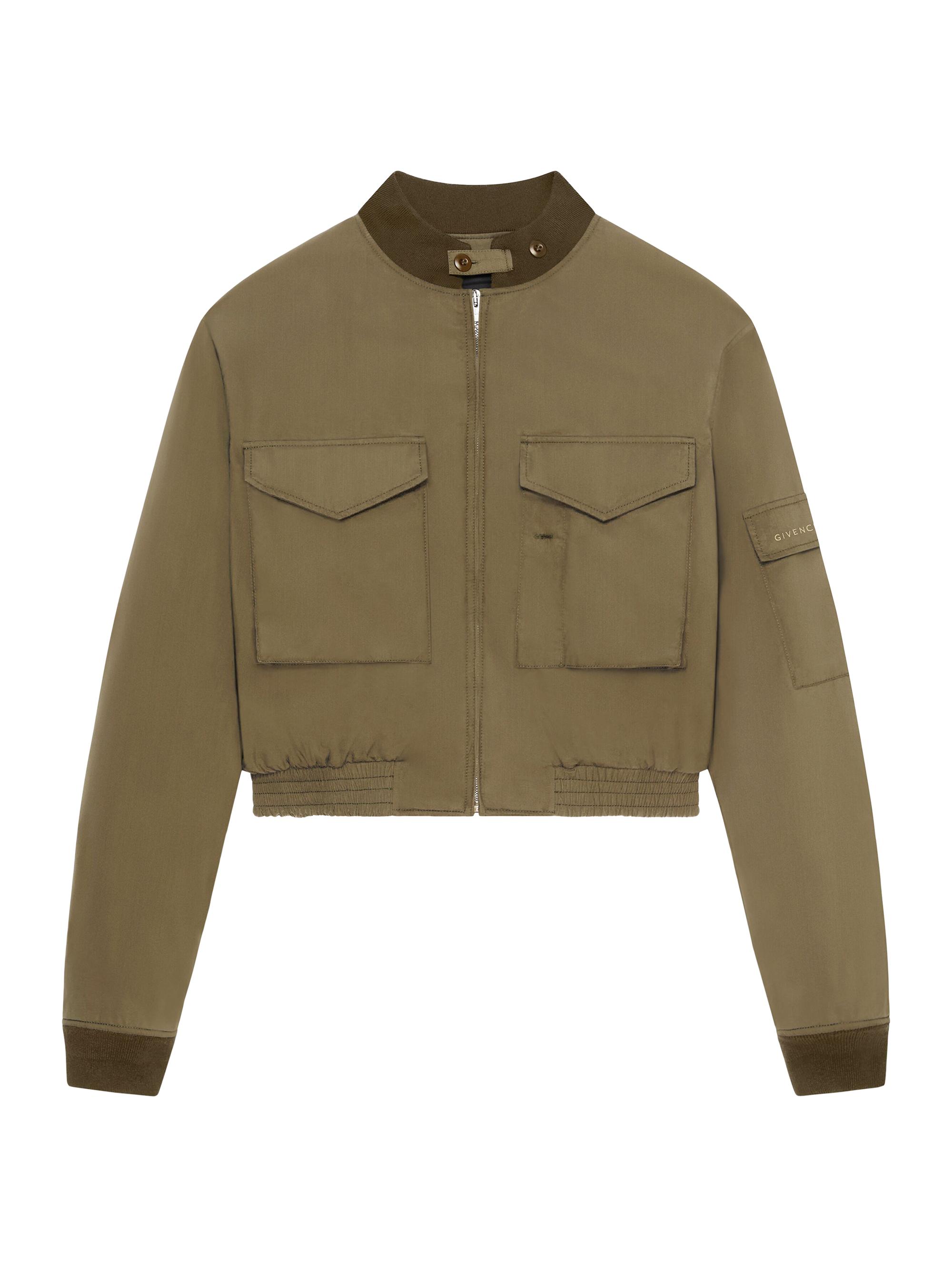 Givenchy Men's Cropped Bomber Jacket in Cotton - Olive Green