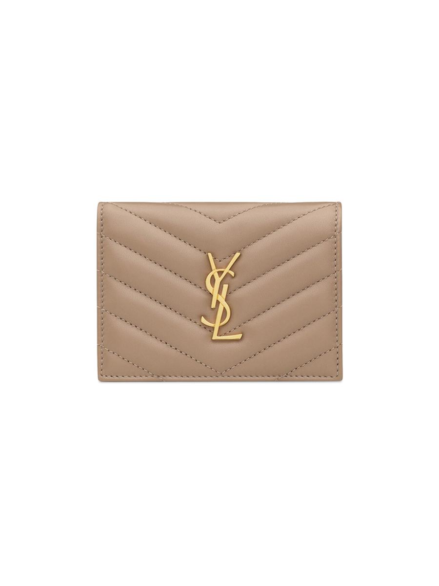 Saint Laurent Cassandre Matelassé Flap Card Case in Lambskin