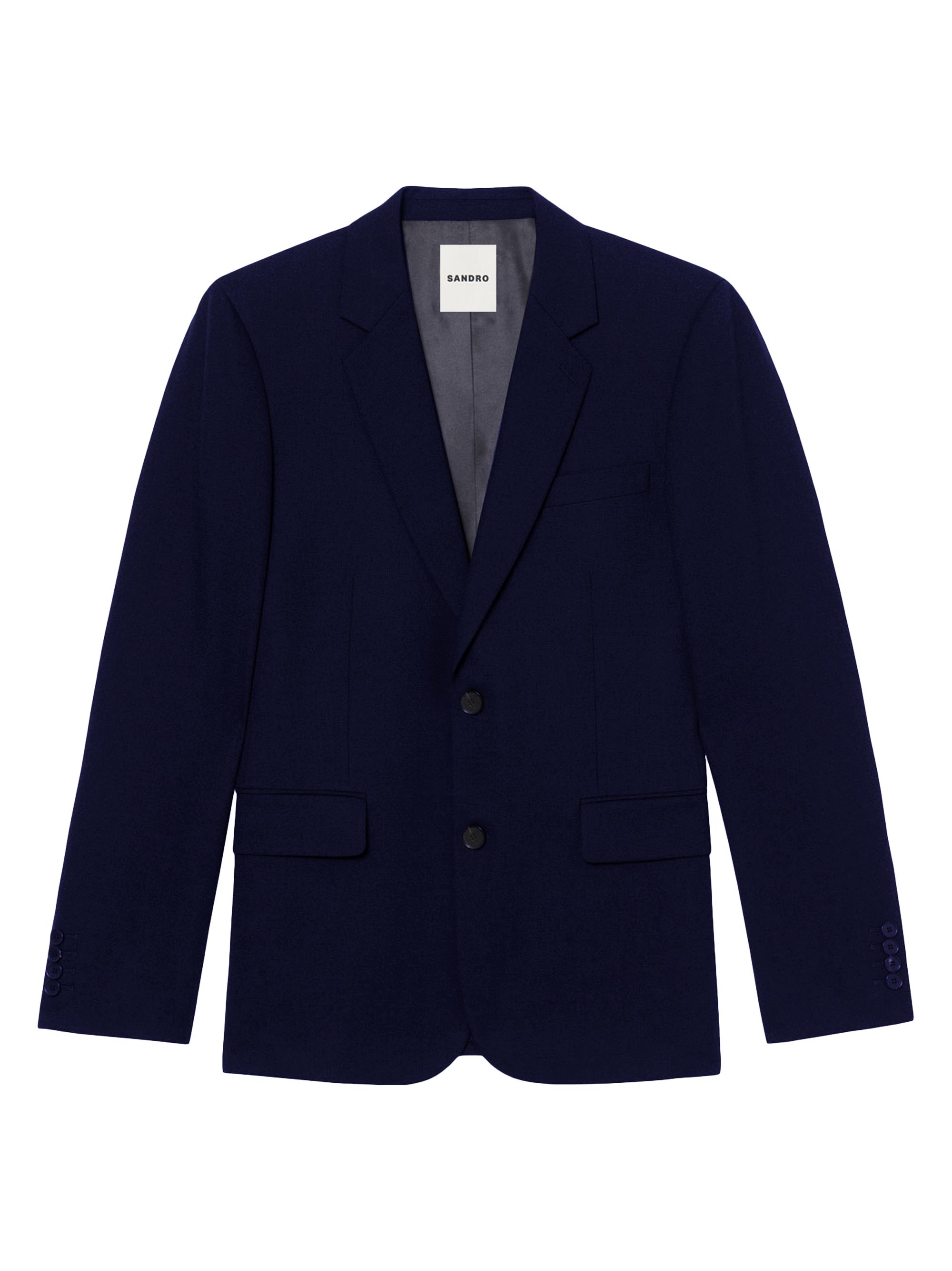 Sandro Men's Wool Suit Jacket - Navy Blue