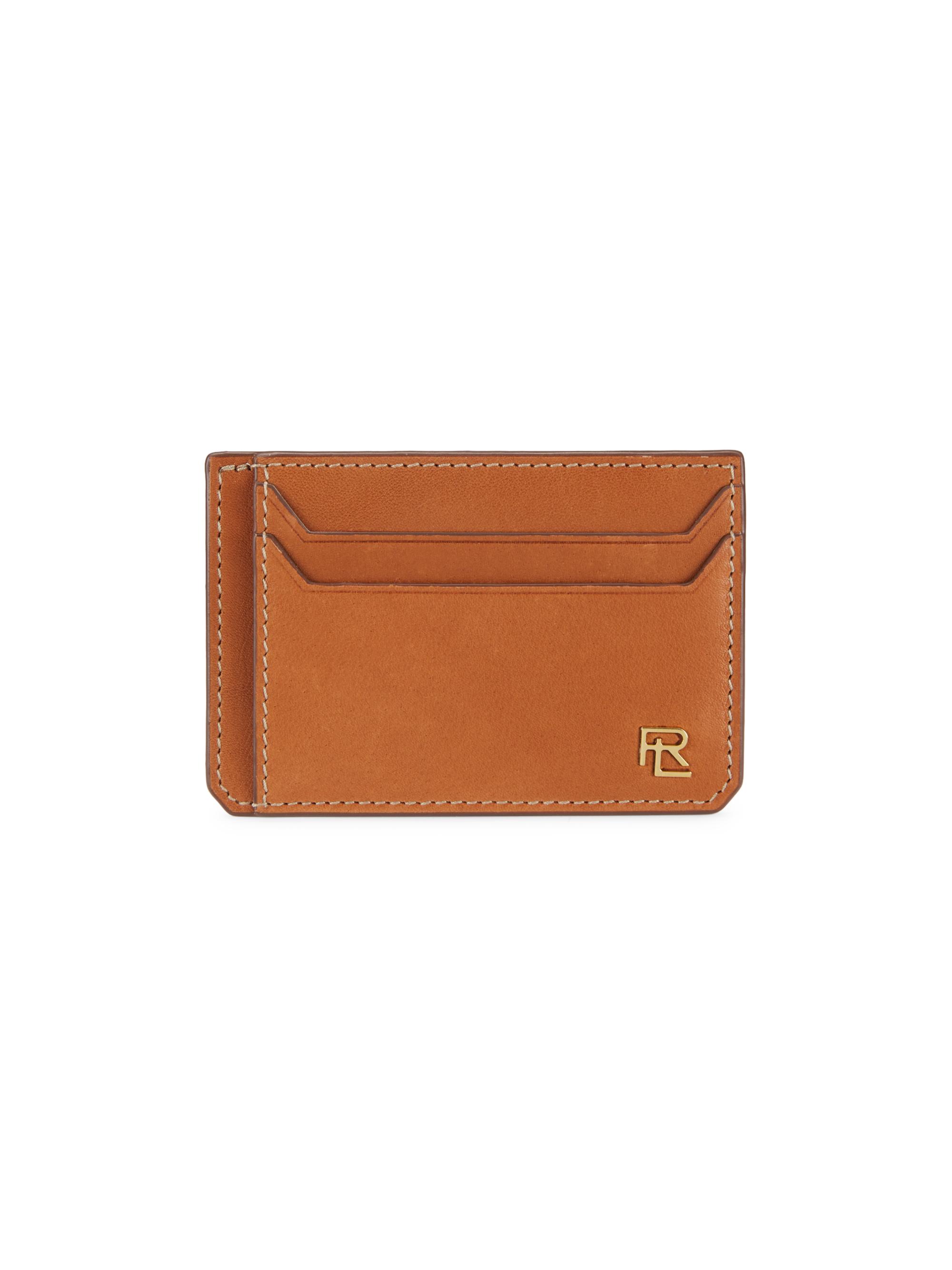 Ralph Lauren Purple Label Men's Stacked RL Leather Card Case - Tan