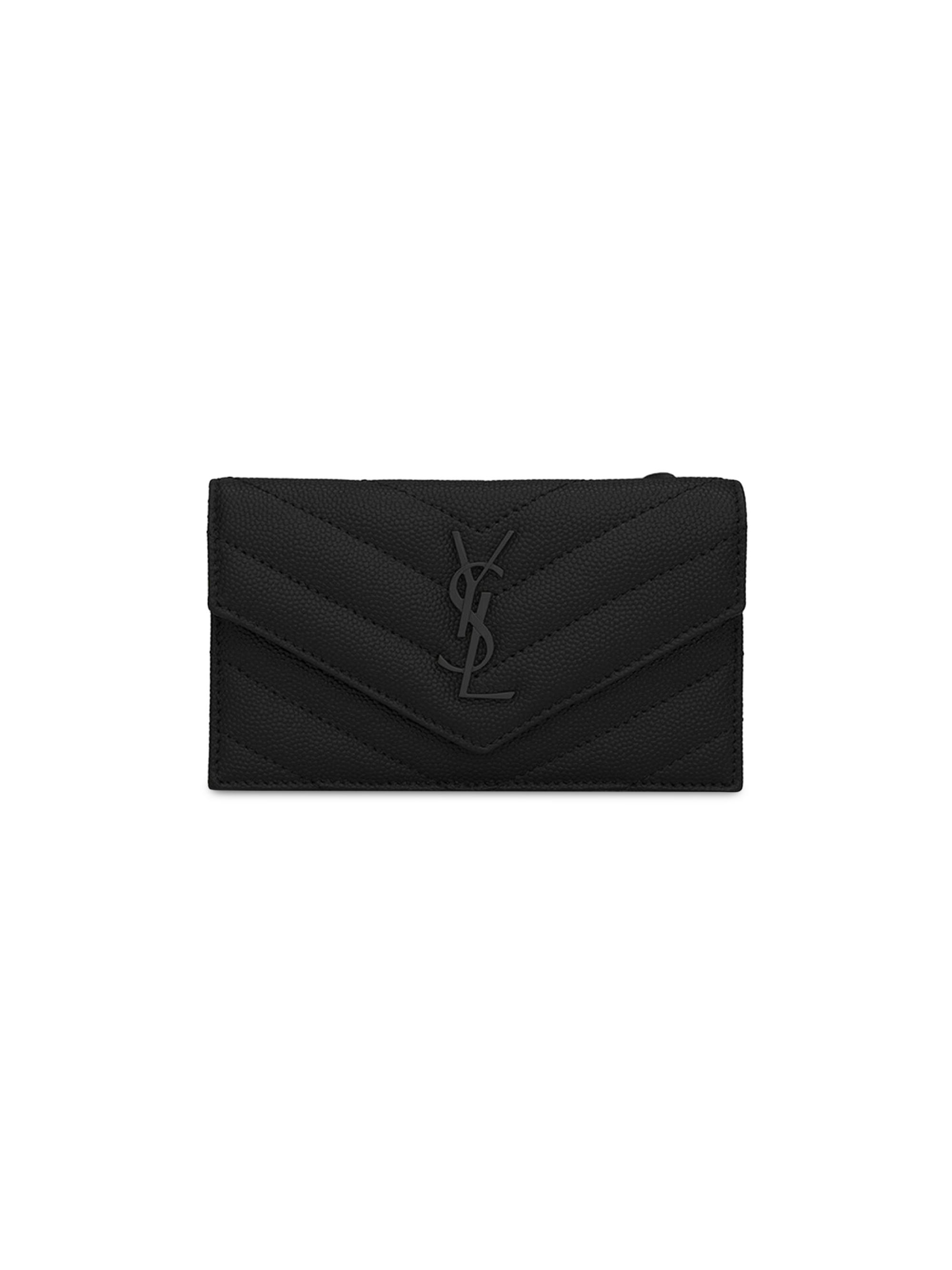 Saint Laurent Women's Cassandre Matelassé Fragments Flap Card Case - Black