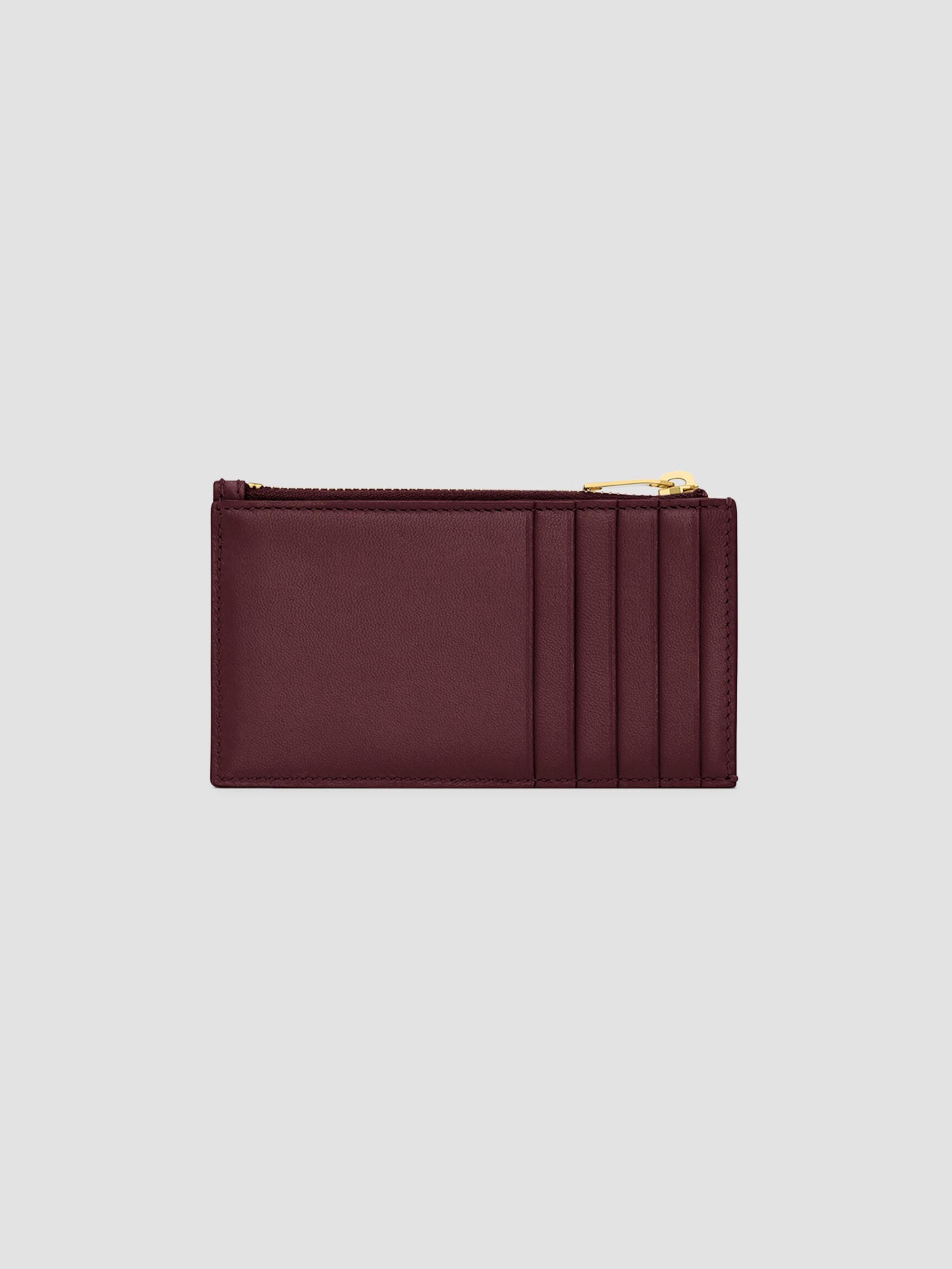 Saint Laurent Women's Cassandre Matelassé Fragments Zipped Card Case - Rouge Cabernet | Thumbnail 2