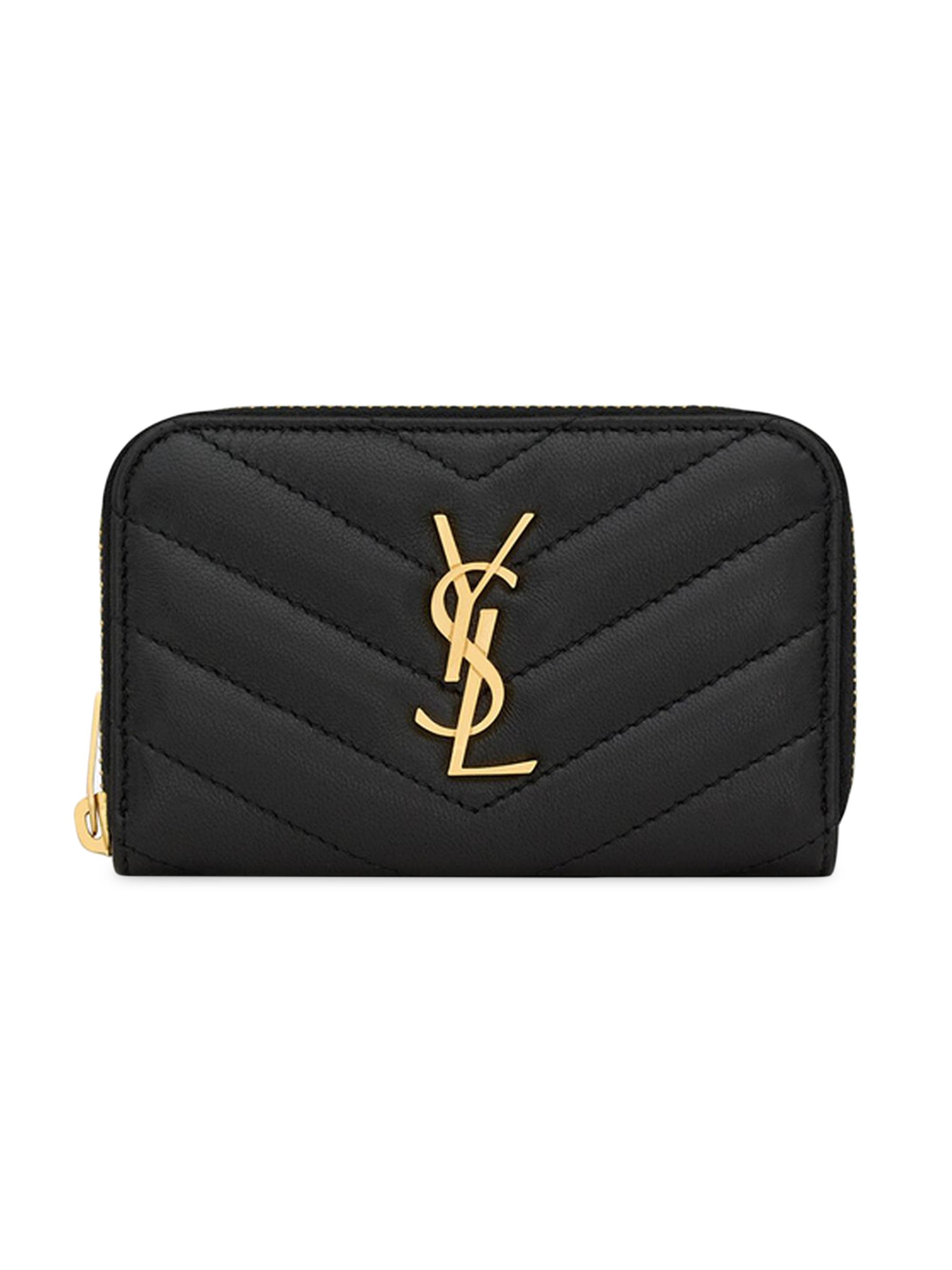 Saint Laurent Cassandre Matelassé Coin Card Wallet In Lambskin