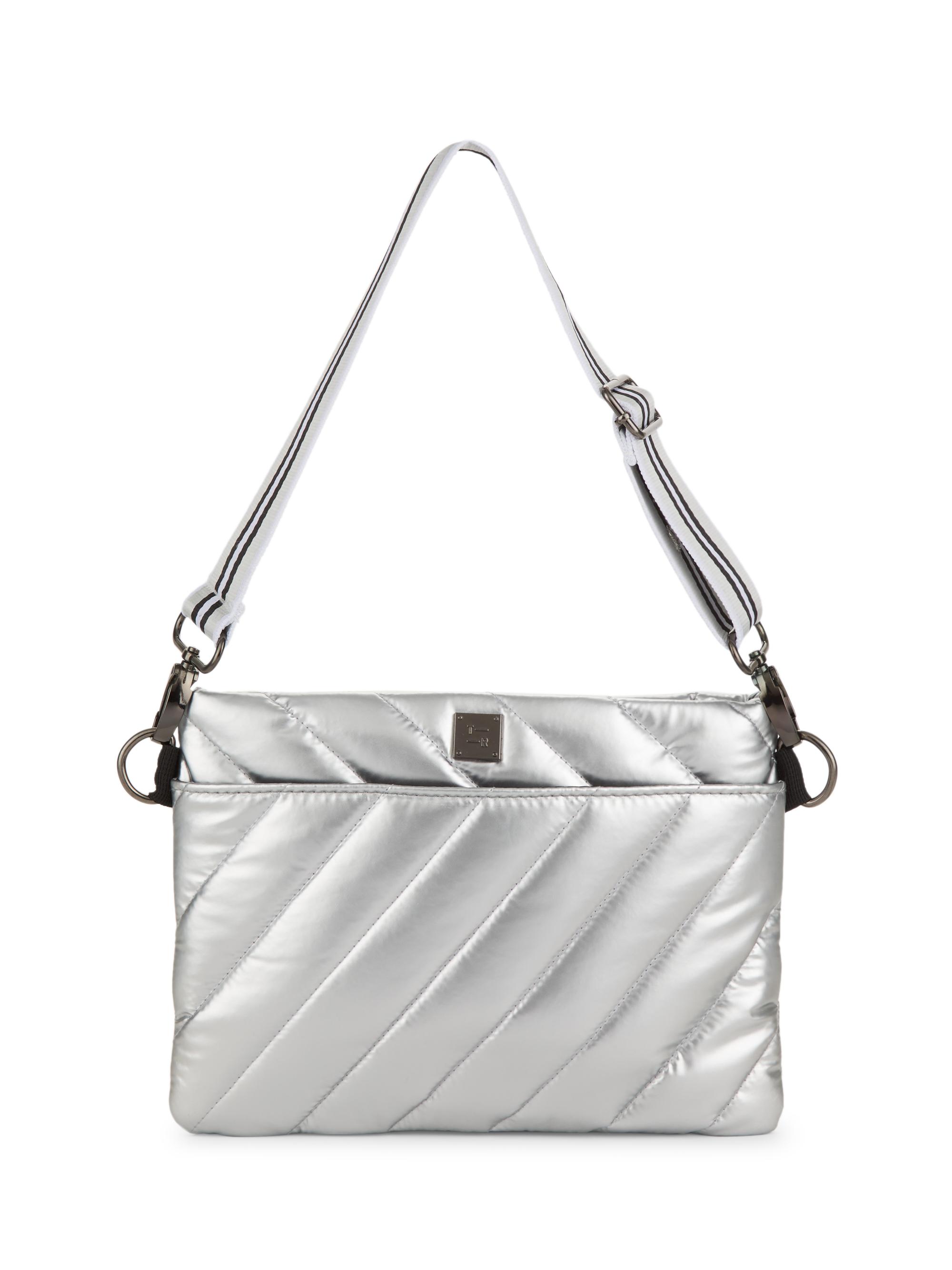 Think Royln Women's Bum Quilted Metallic Crossbody Bag - Pearl Silver