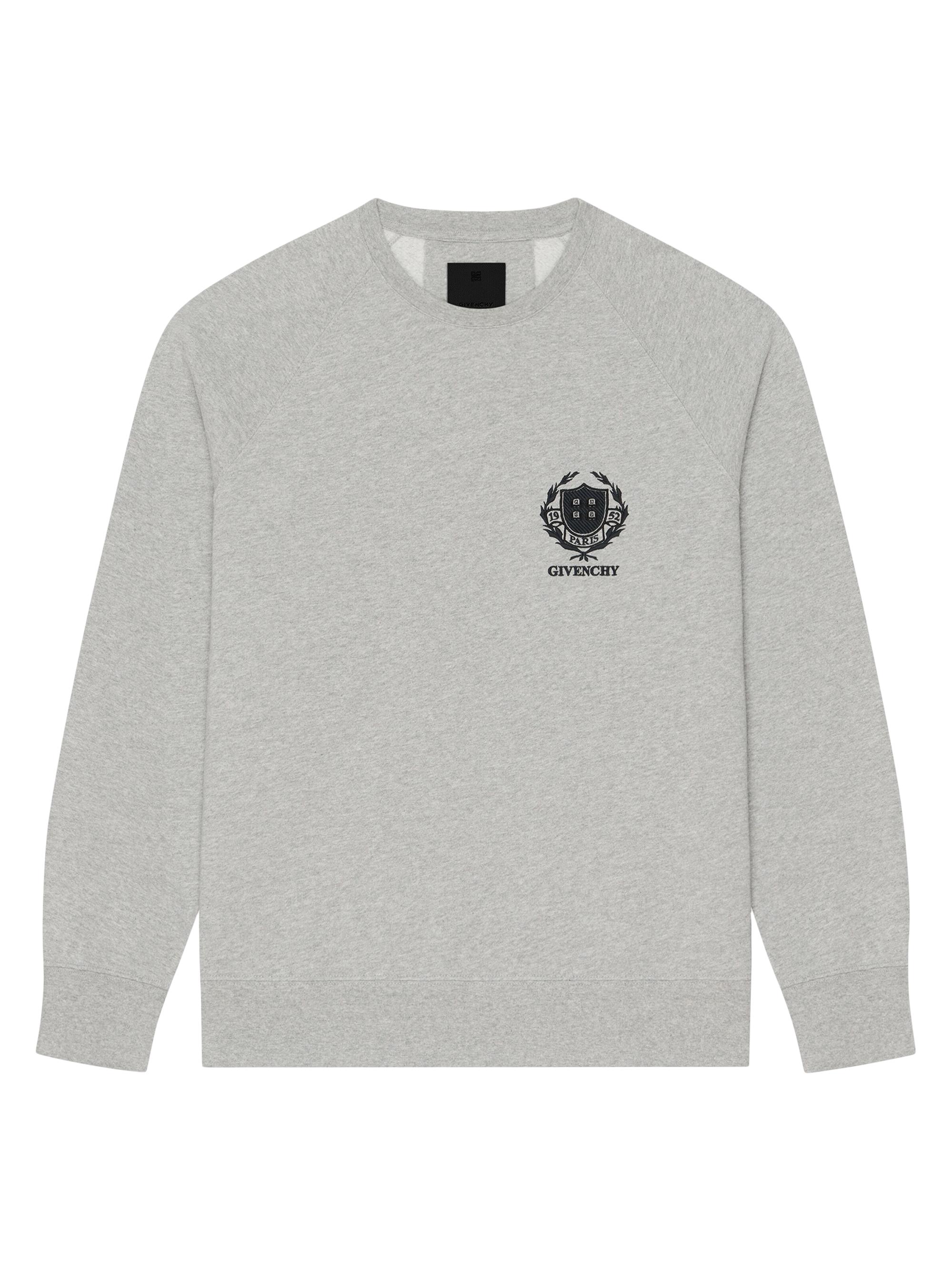 Givenchy Men's Crest Slim Fit Sweatshirt In Fleece - Light Grey Melange