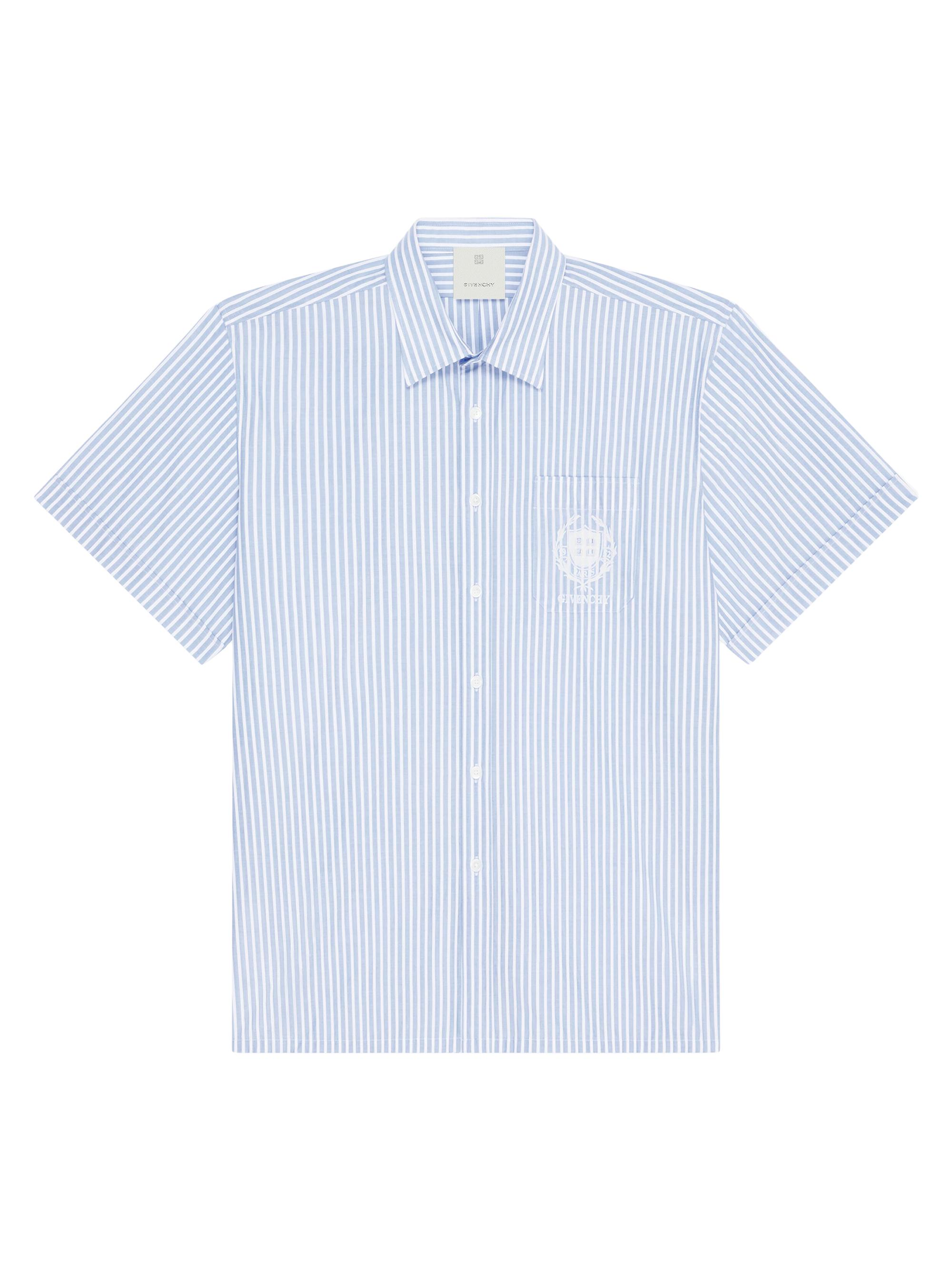 Givenchy Men's Crest Shirt In Cotton With Stripes - Light Blue