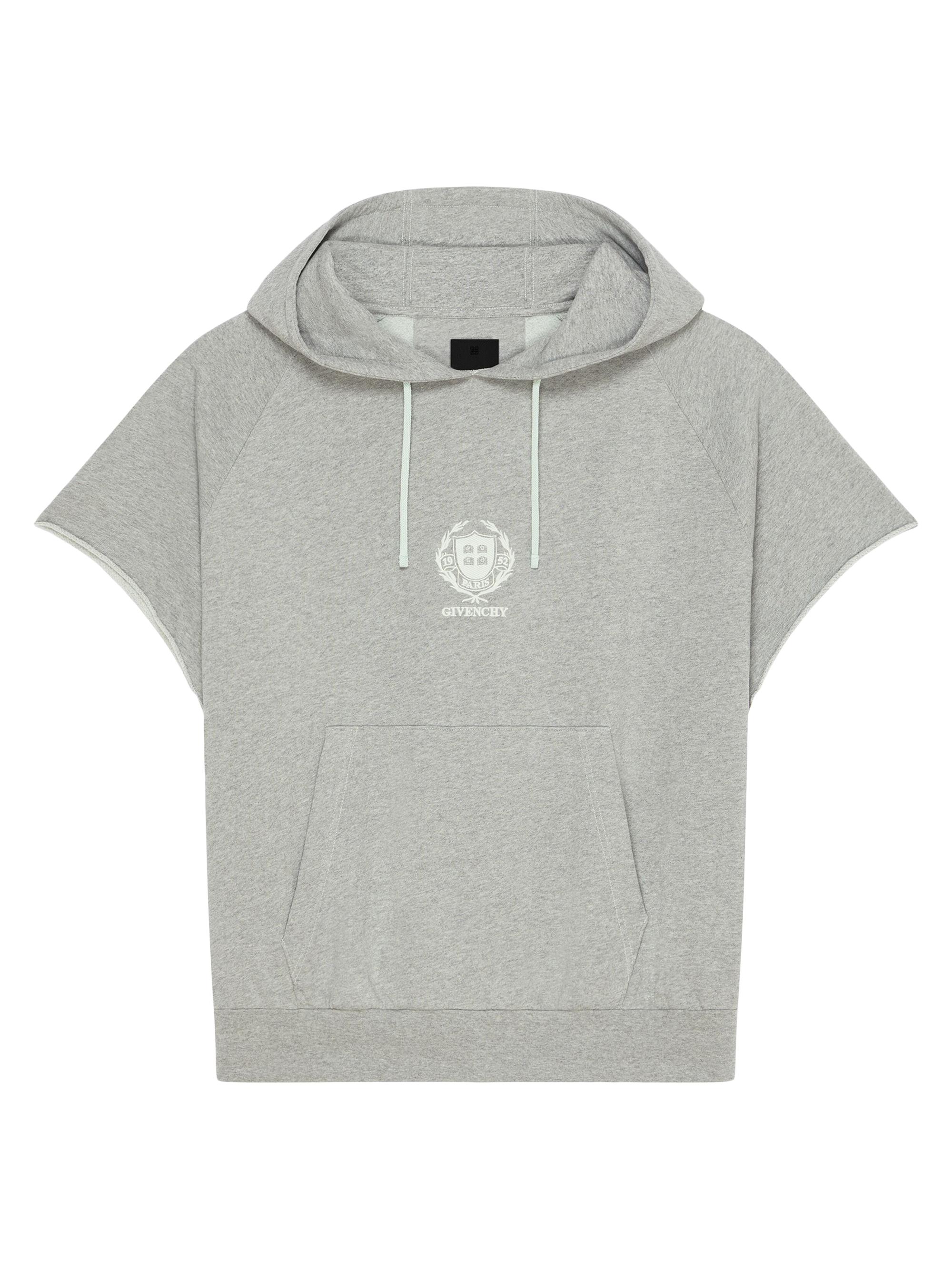 Givenchy Men's Crest Oversized Sleeveless Hoodie In Fleece - Grey