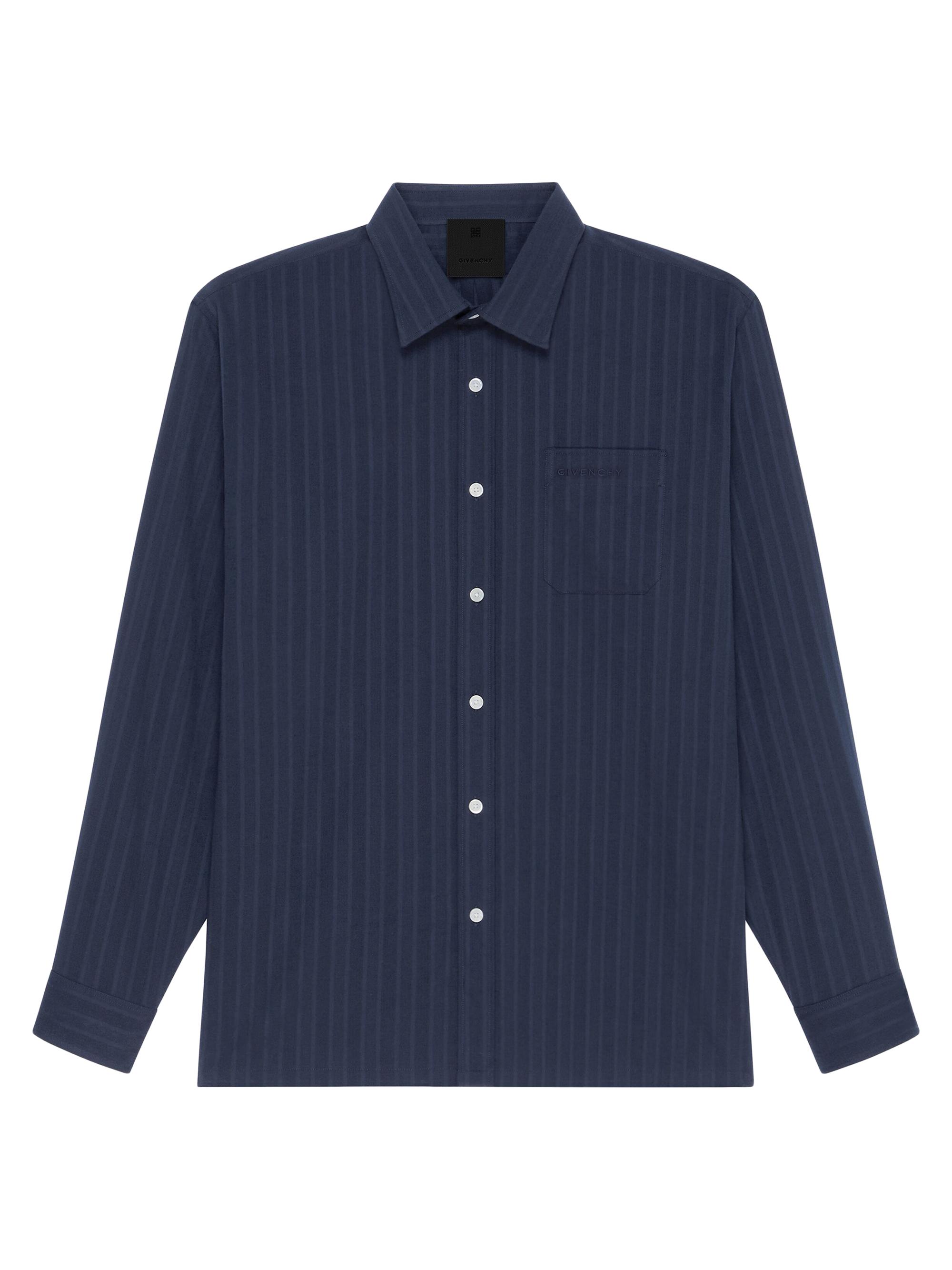 Givenchy Men's Shirt In Cotton Voile With Stripes - Navy Blue