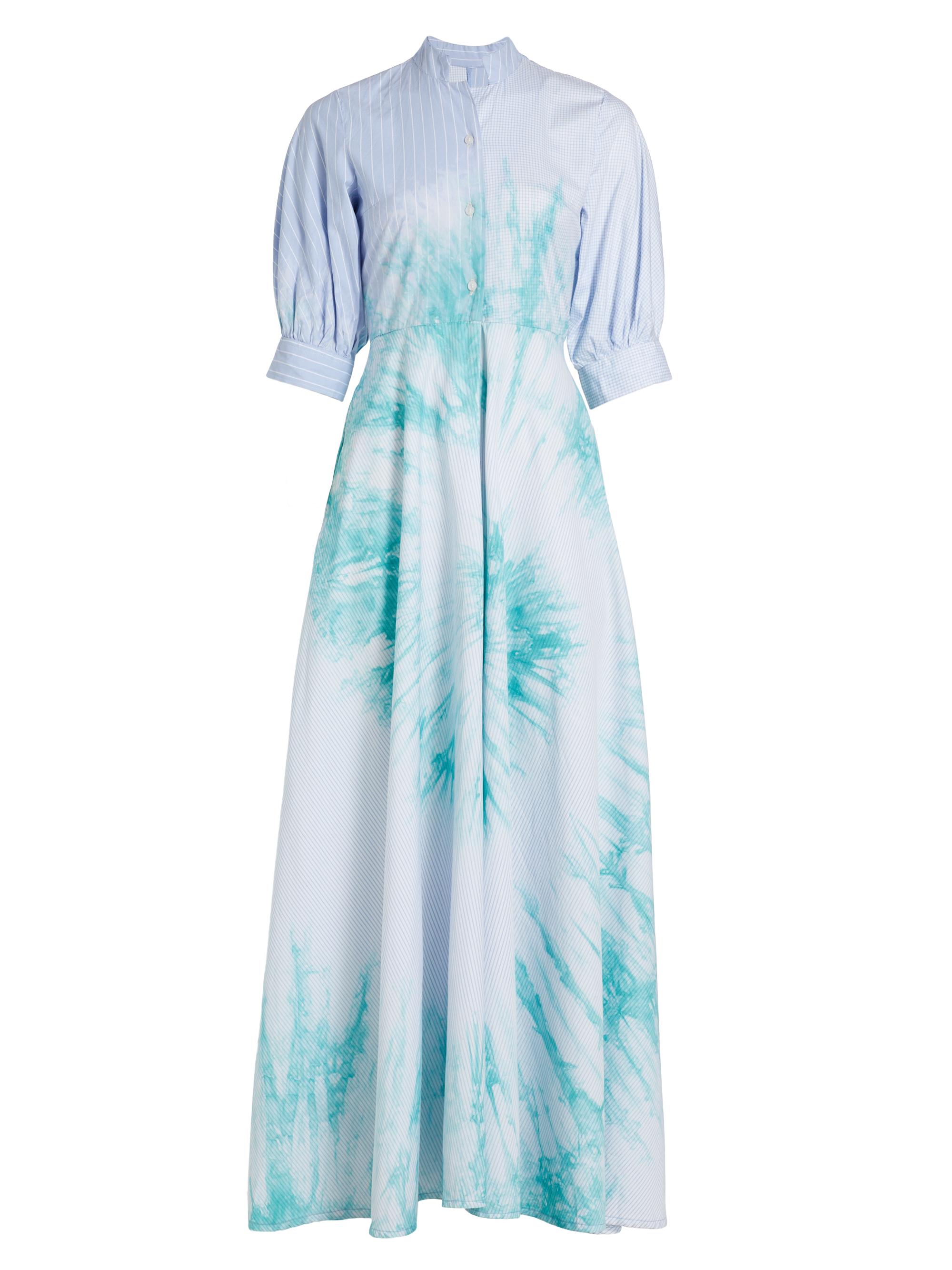 Busayo Women's Dayo Tie-Dye Maxi Shirtdress - White Green