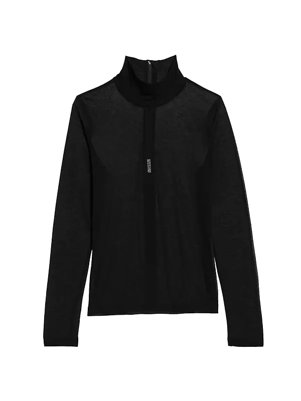 Shop Helmut Lang Sheer Cotton Turtleneck Sweater | Saks Fifth Avenue