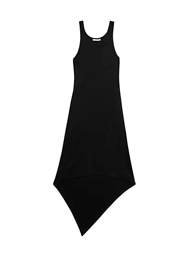 Jersey Asymmetric-Hem Sleeveless Maxi Dress