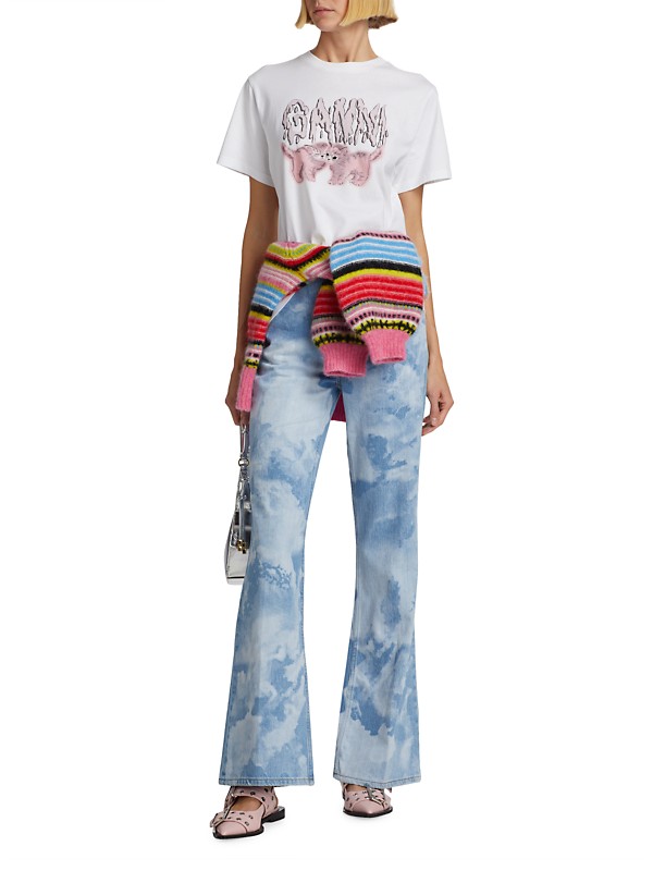 Shop Ganni Cotton Cat Logo T-Shirt | Saks Fifth Avenue Shop Ganni Cotton Cat Logo T-Shirt | Saks Fifth Avenue