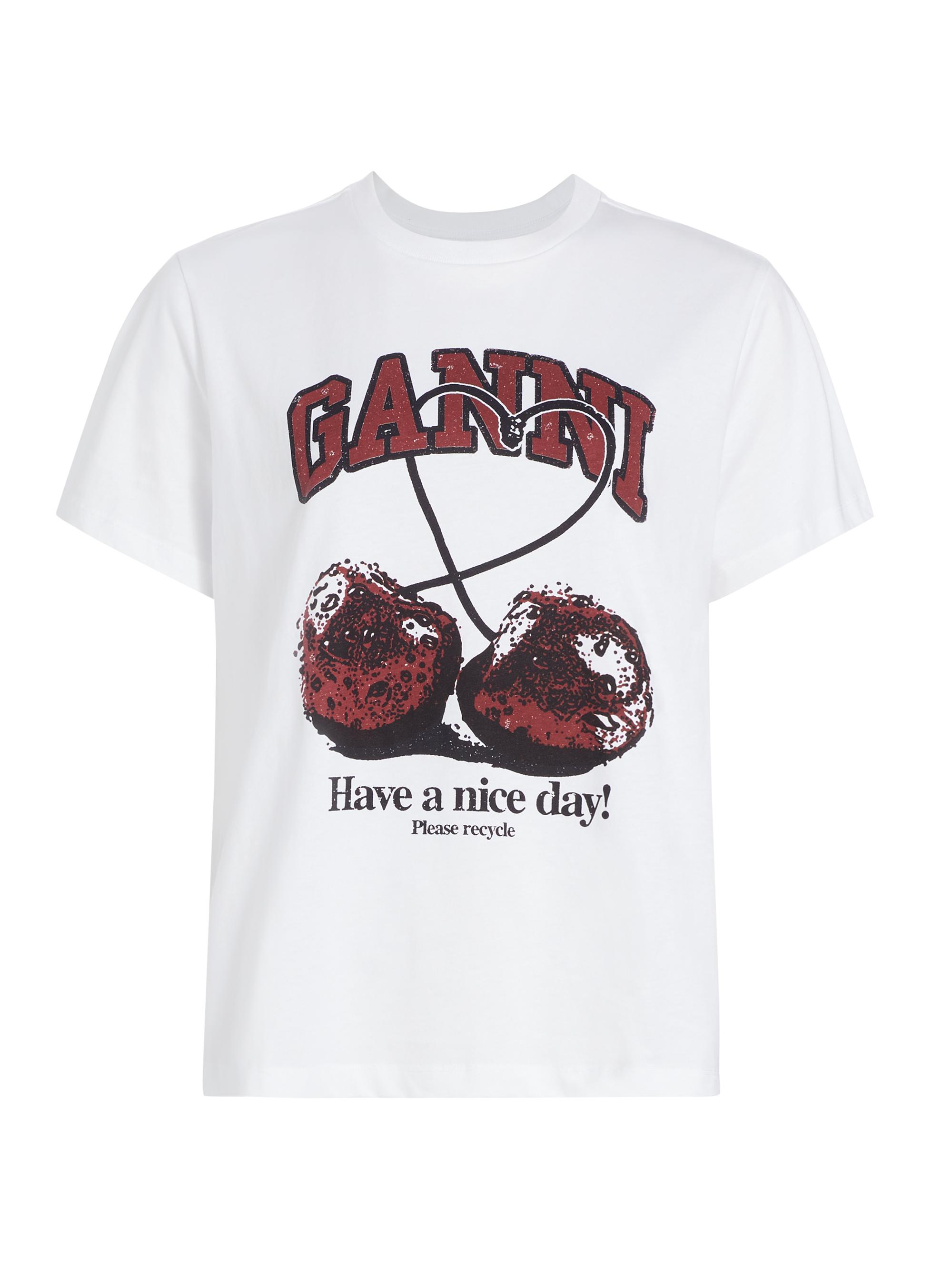 Ganni Cherry print Tシャツ 0400020730681_BRIGHTWHITE?wid=