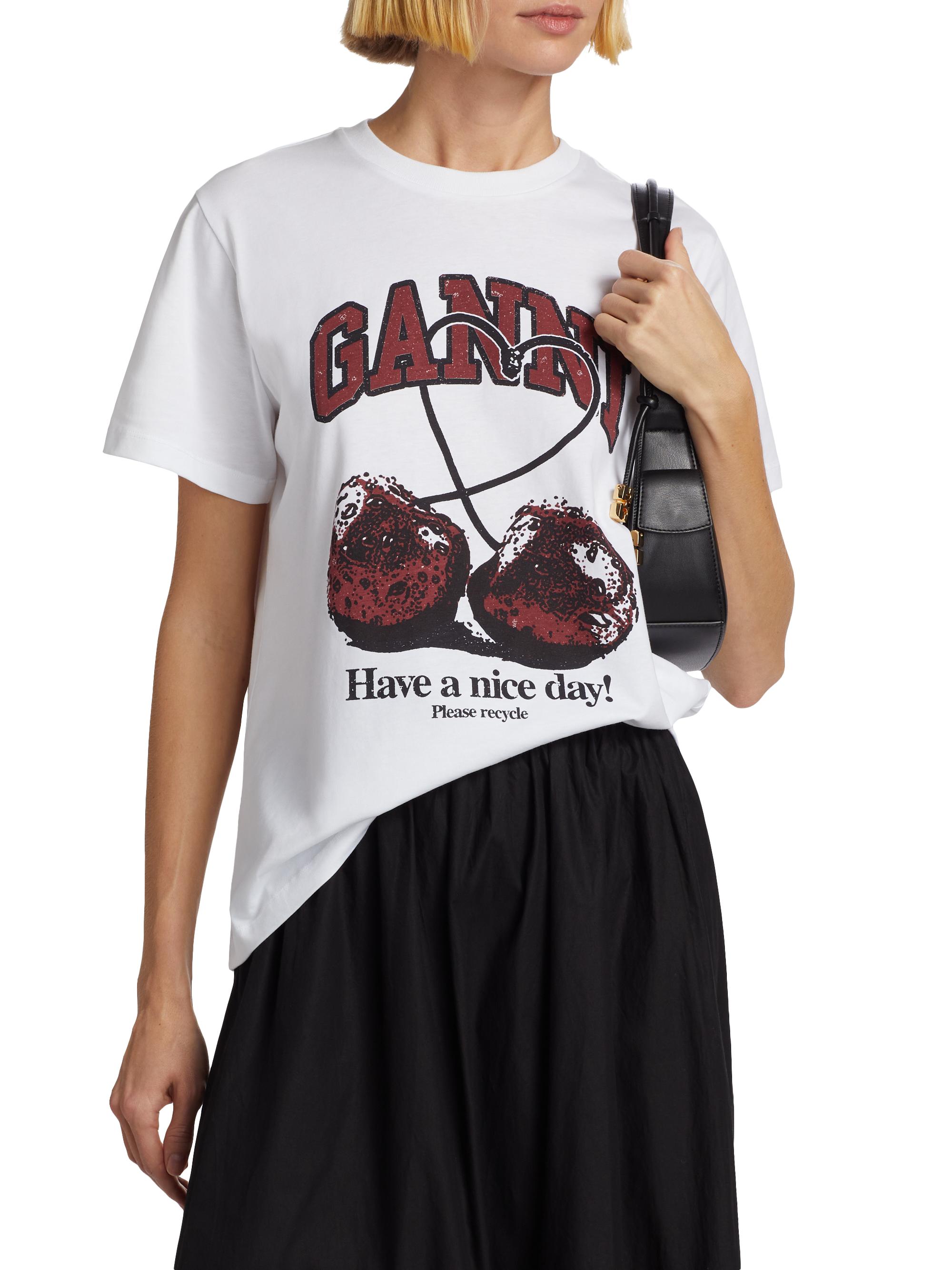 Ganni Cotton Cherry Logo T-Shirt | Saks Fifth Avenue