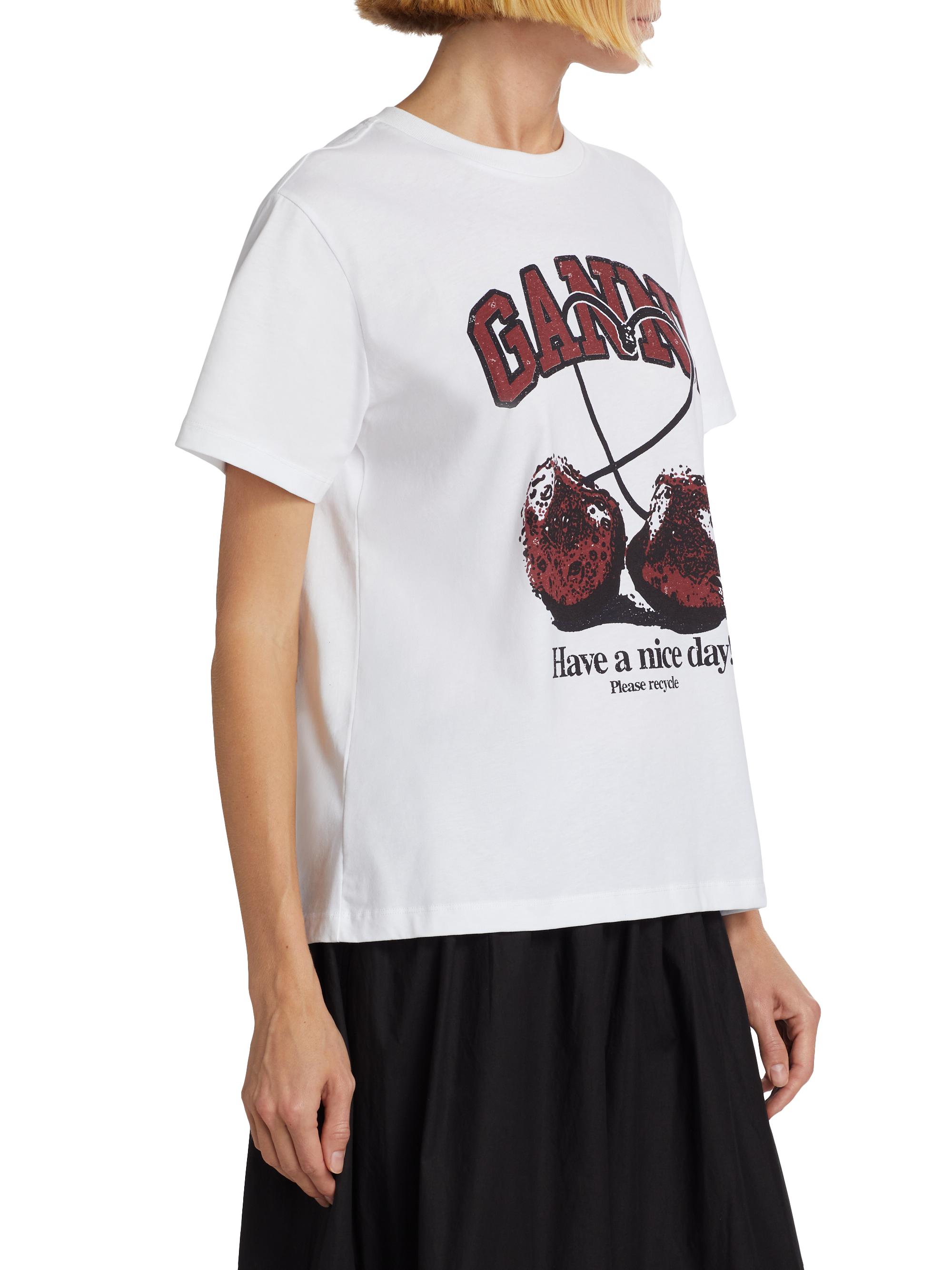 Ganni Cotton Cherry Logo T-Shirt | Saks Fifth Avenue